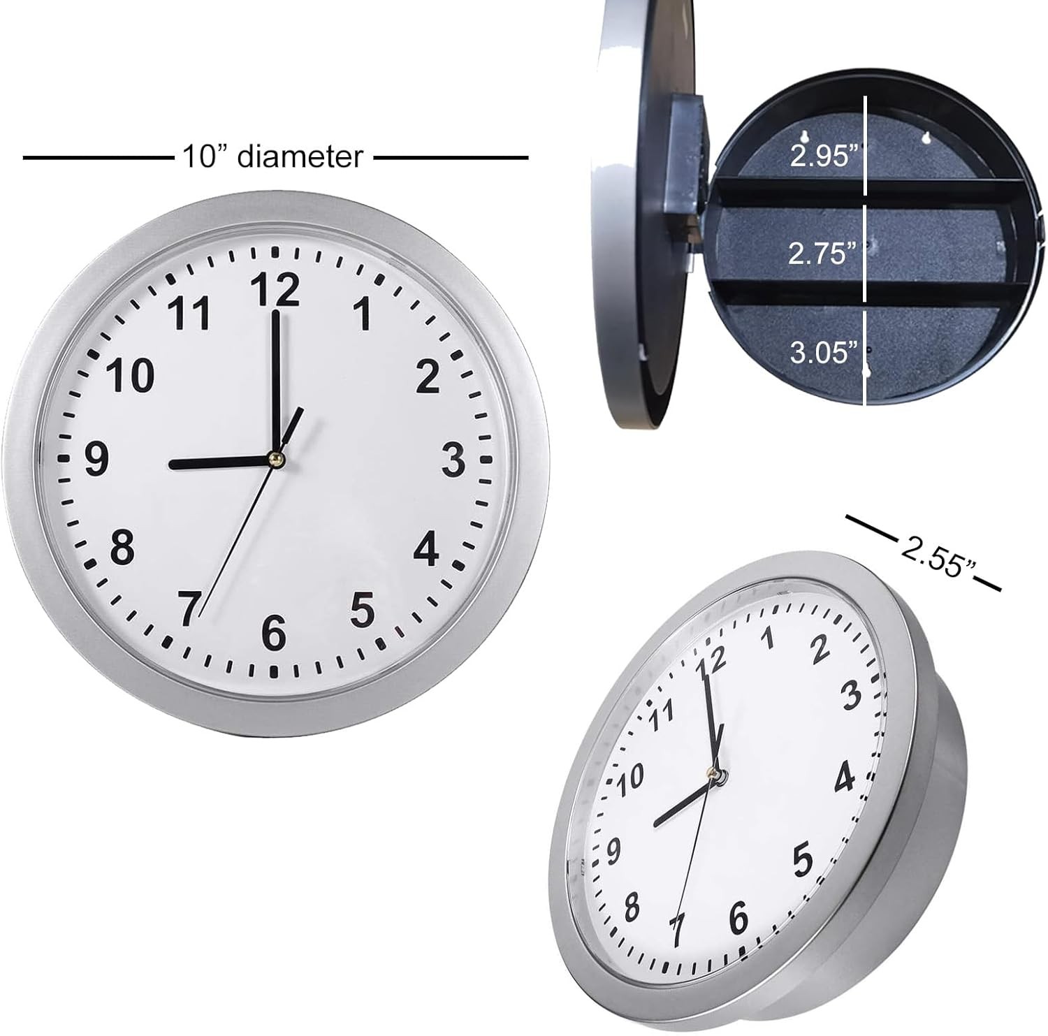 Vintage Decorative Wall Clock with Hidden Safe, Secret Storage, Home Security
