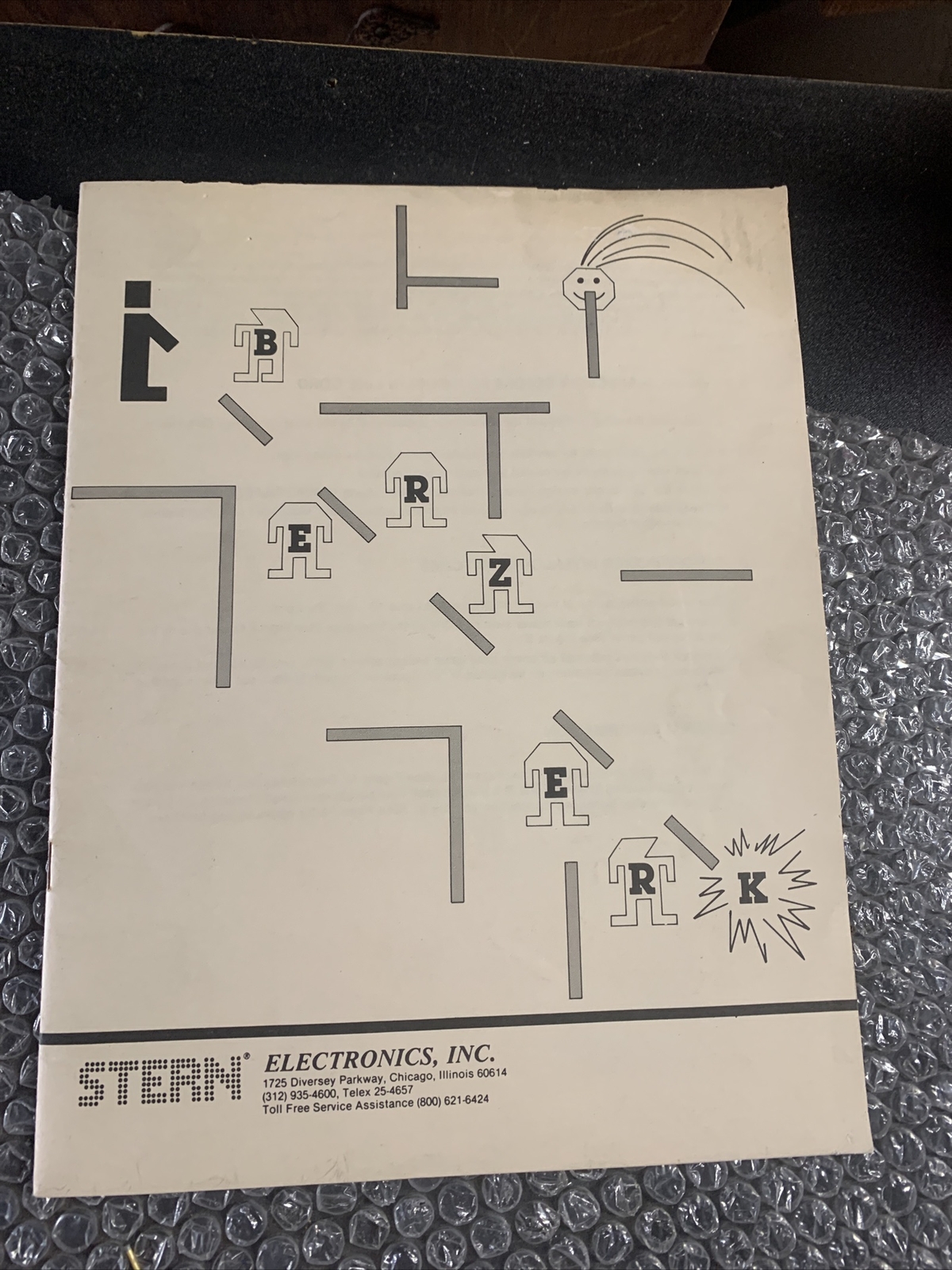 original Stern Berzerk Set arcade video game manual