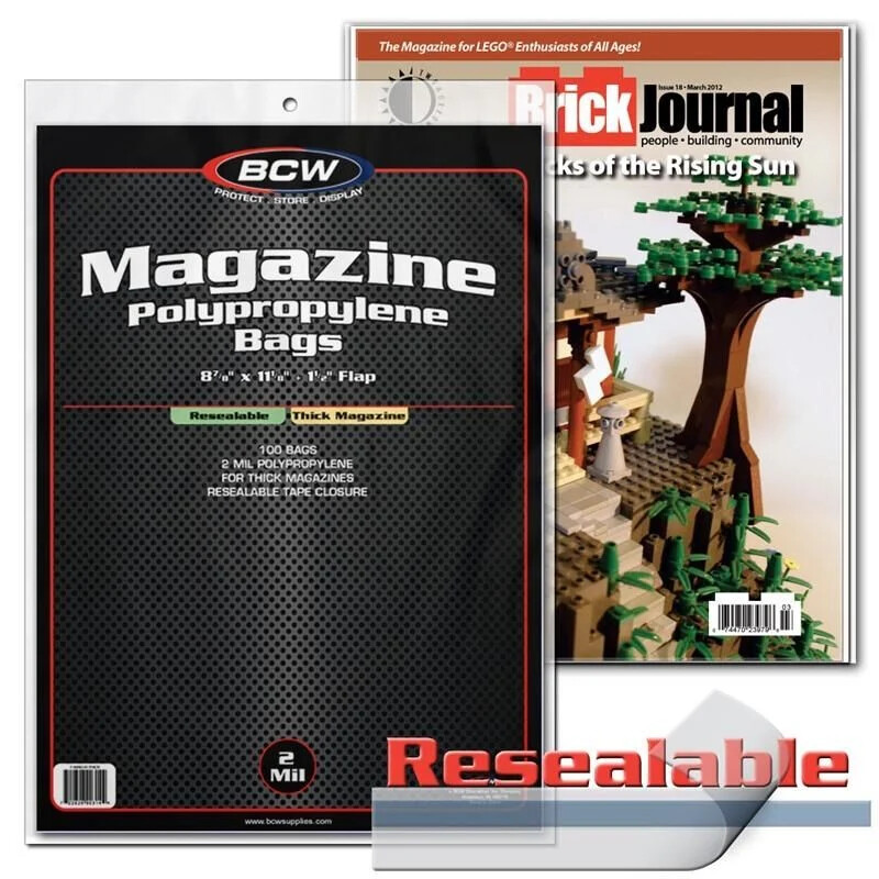 100 New BCW Magazine Resealable Thick Bags And Boards - Acid Free - Archival