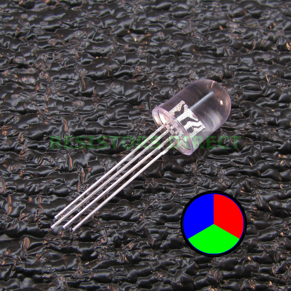 10pcs Round 10mm RGB LED Clear Lens Common Cathode Ham Radio USA Seller 10x Z10