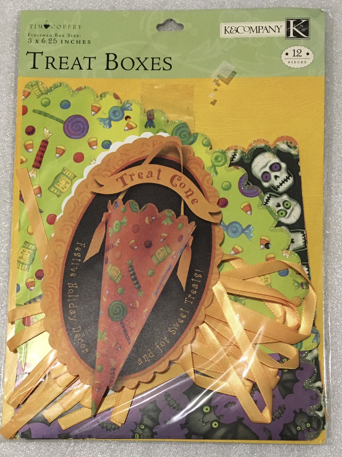 K & Company Tim Coffey Halloween Cone Treat Boxes Kit NEW #230439 (12 pc)