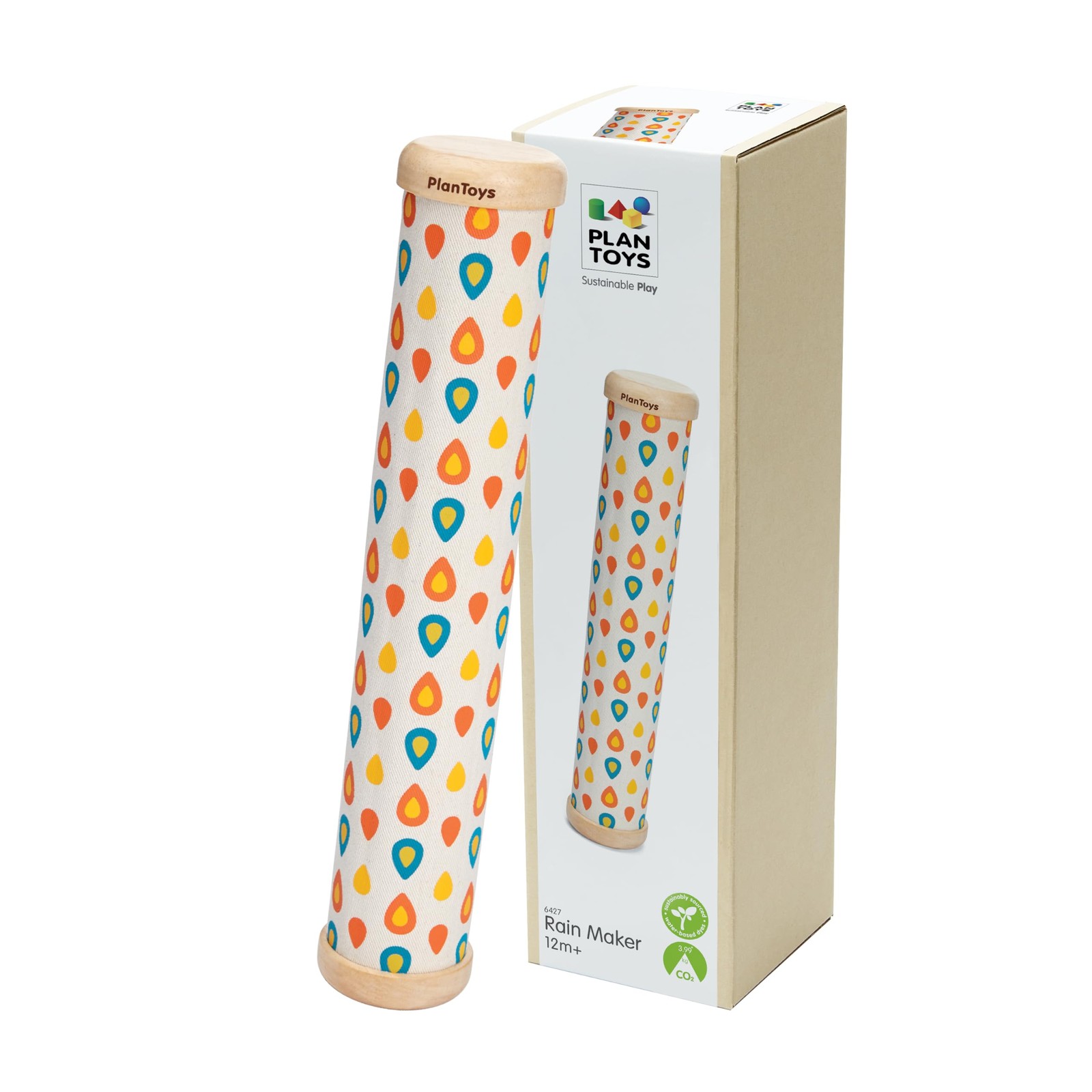PlanToys Wooden Rain Maker Musical Toy for Toddlers | Baby Rain Stick Sensory