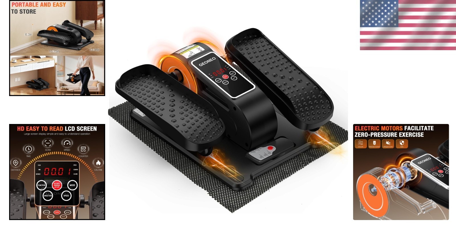Compact Under Desk Elliptical with 12 Adjustable Speeds & Lightweight Design