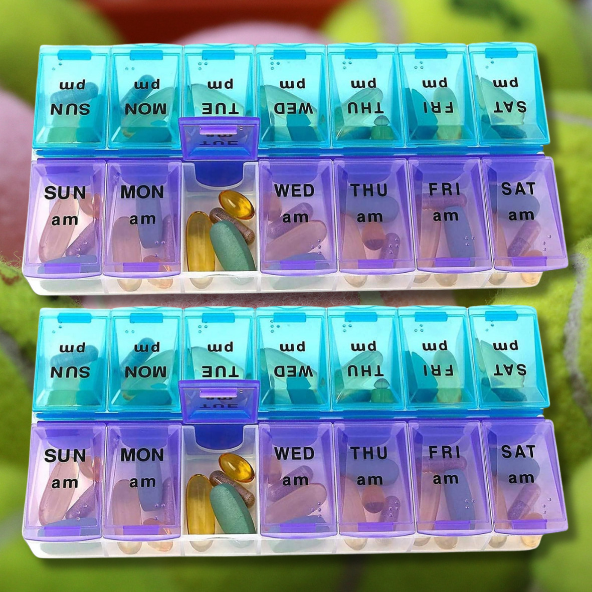 Weekly Pill Box Organizer Twice a Day 7 day AMPM Organizer Case Medicine 2 pack