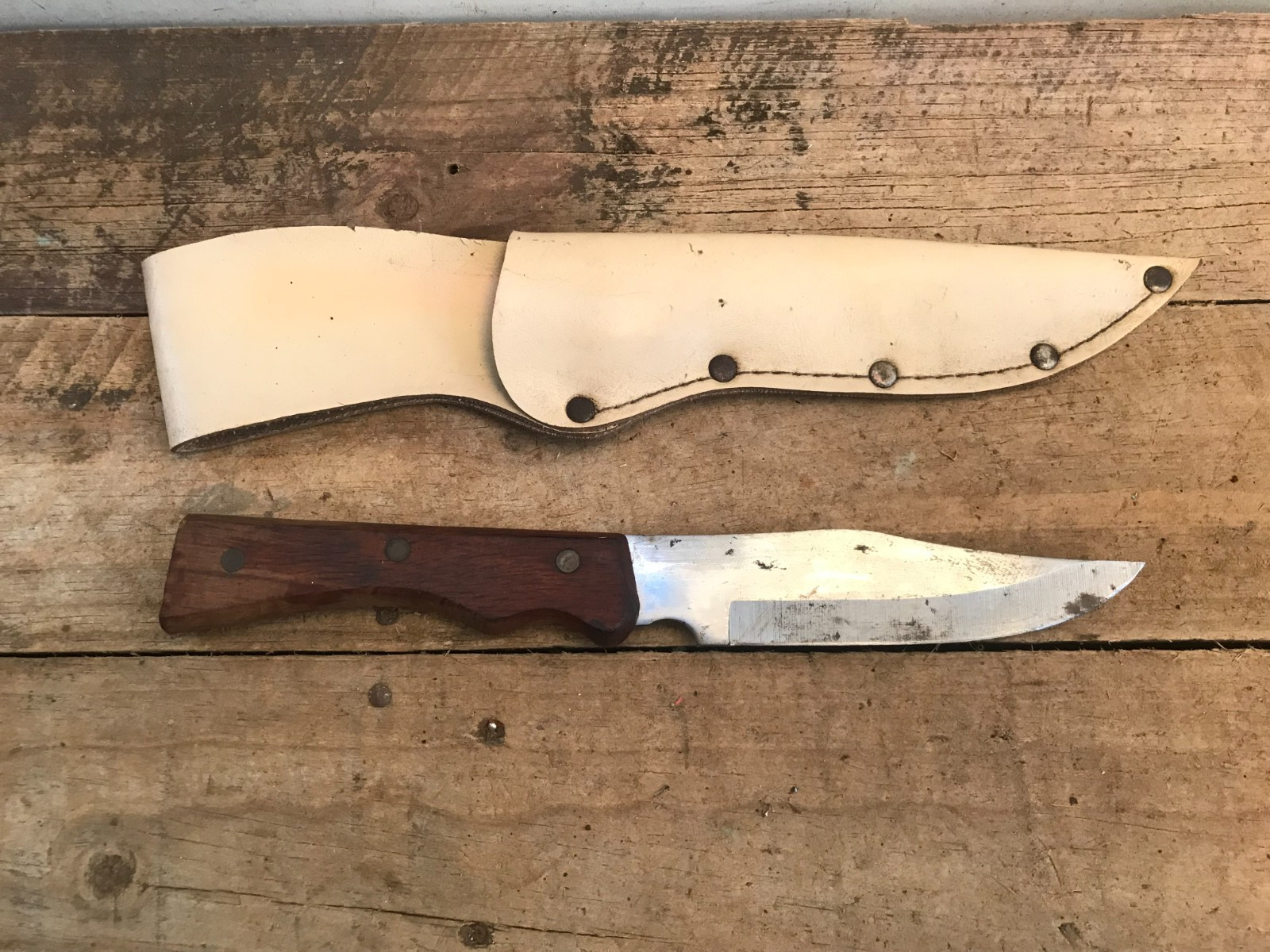 Hunting Skinning Stainless Steel Knife with Sheath Taiwan 10 5/8" Long