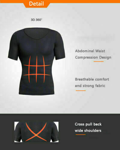 Men's Fashion Compression T-Shirt Body Shaper Crew Neck Muscle Workout Tank Top