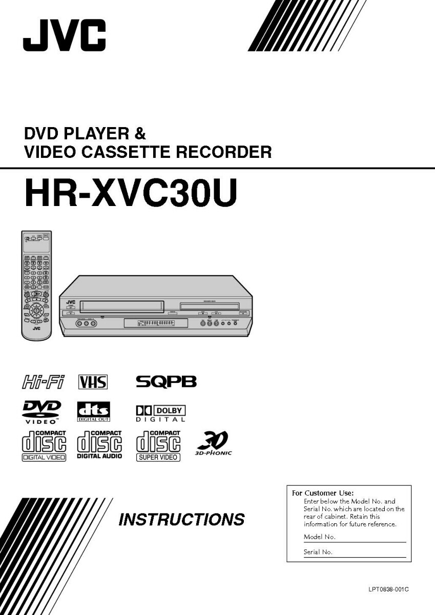 JVC HR-XVC30US VCR Owners Instruction Manual Reprint