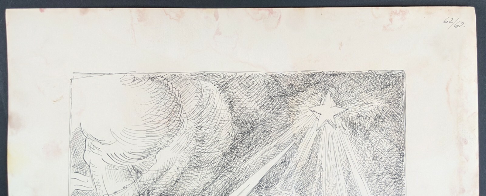 Walter Wellenstein, Isaiah, chapter, XXVII, 1, drawing, signed, dated, 1962