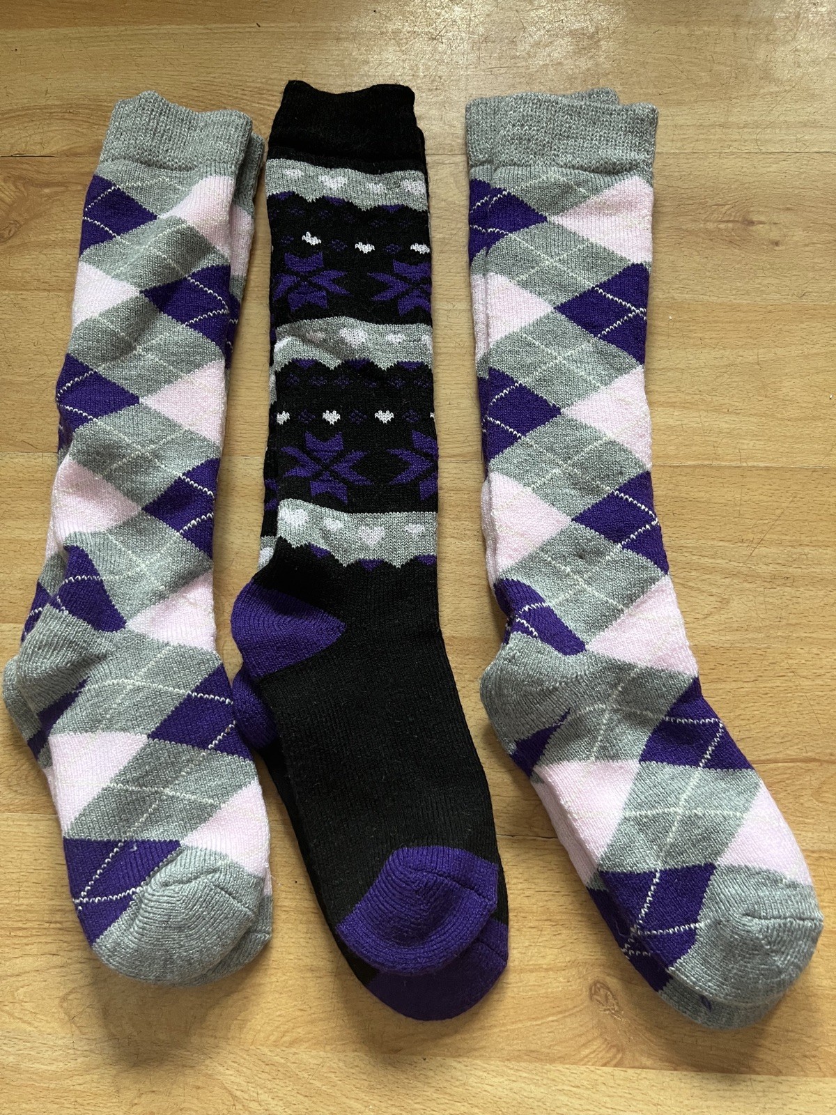 Ladies Welly Socks In Pink, Purple & Grey Size 4x7 (3 Pairs) BNWOT
