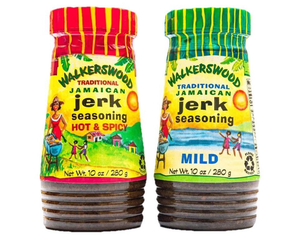 Set of 2 WalkersWood Traditional Jamaican Jerk Seasoning, Hot & Spicy and Mild