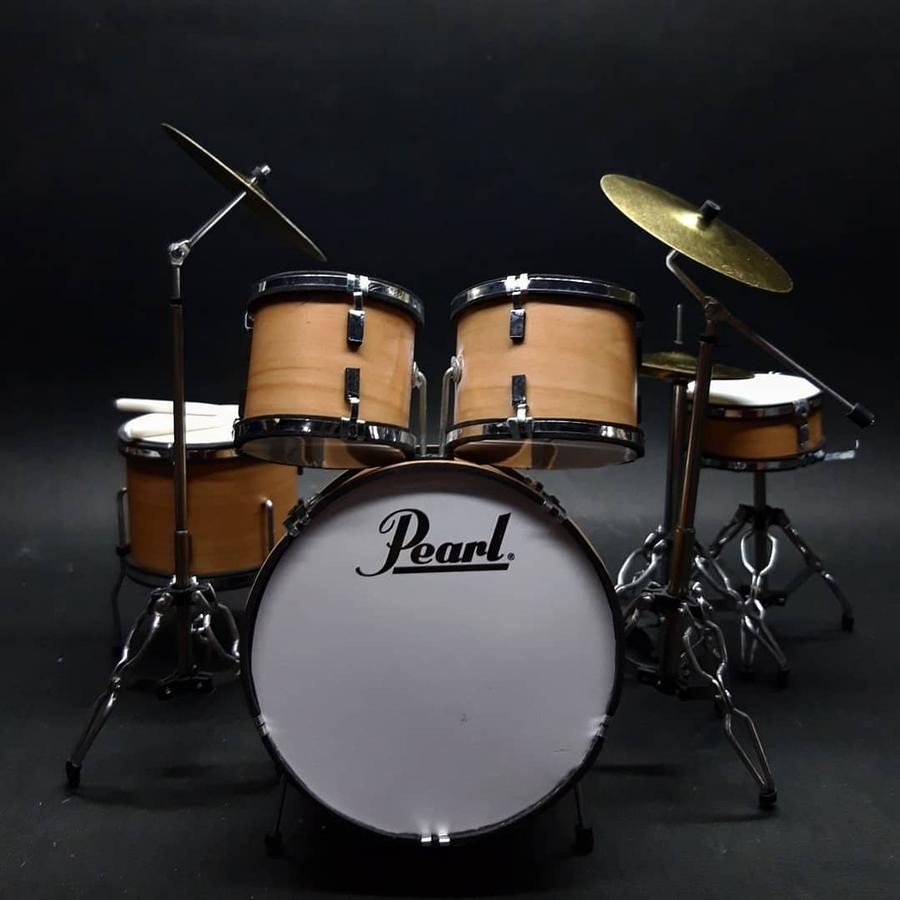 1/6 Miniature Drum Set Pearl Style Natural Finish Music Diorama Display GIFT NEW