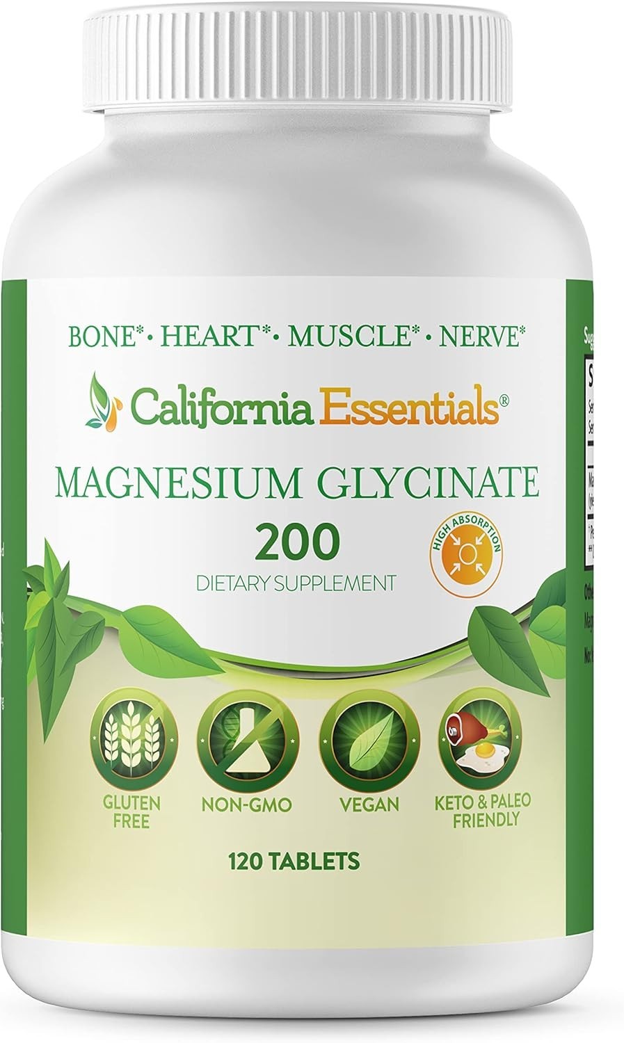Magnesium 200mg Glycinate | Stress, Sleep & Muscle Health | Free Shipping