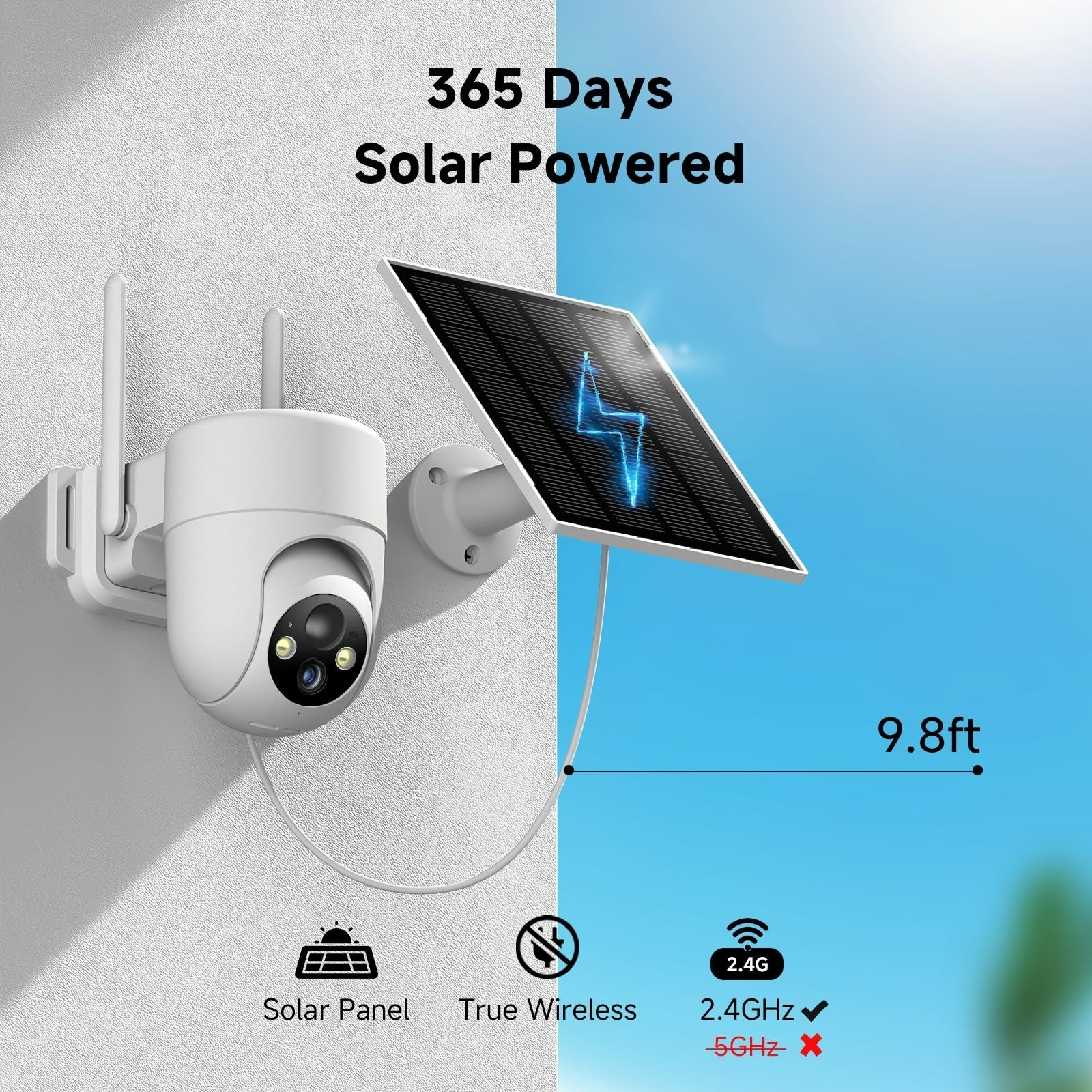 Oculview 2K Solar Security Cameras Wireless Outdoor, 360° View, 2PCS