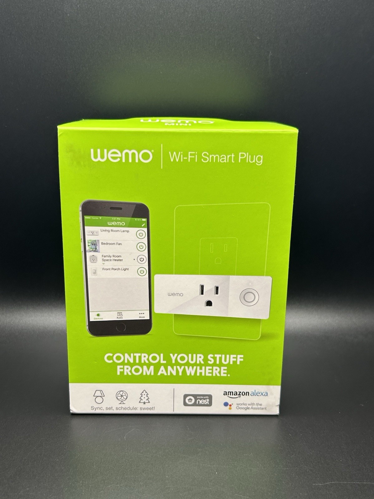 WeMo WiFi Enabled Mini Smart Plug - White (F7C063) Works with Nest Alexa Google