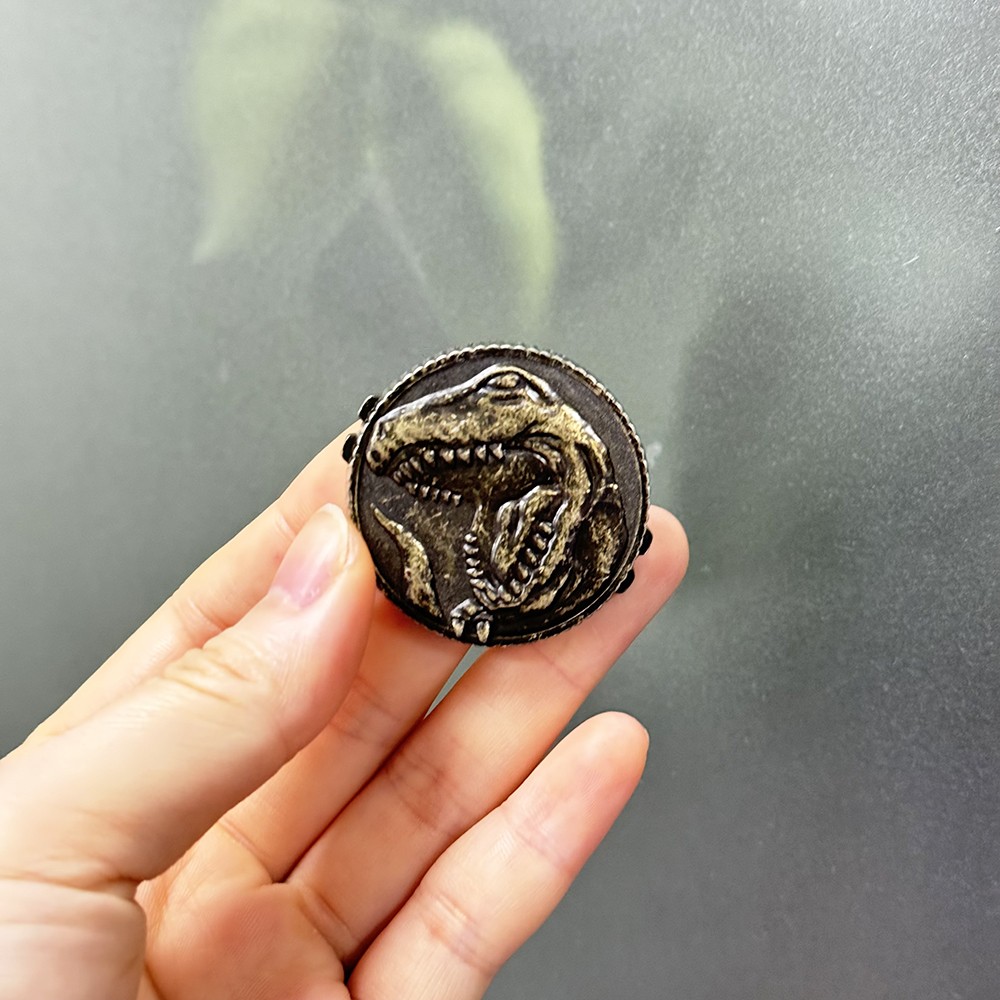 91-93 T-REX Tyrannosaurus Power Metal Badge Weathered Ranger Morpher Cosplay