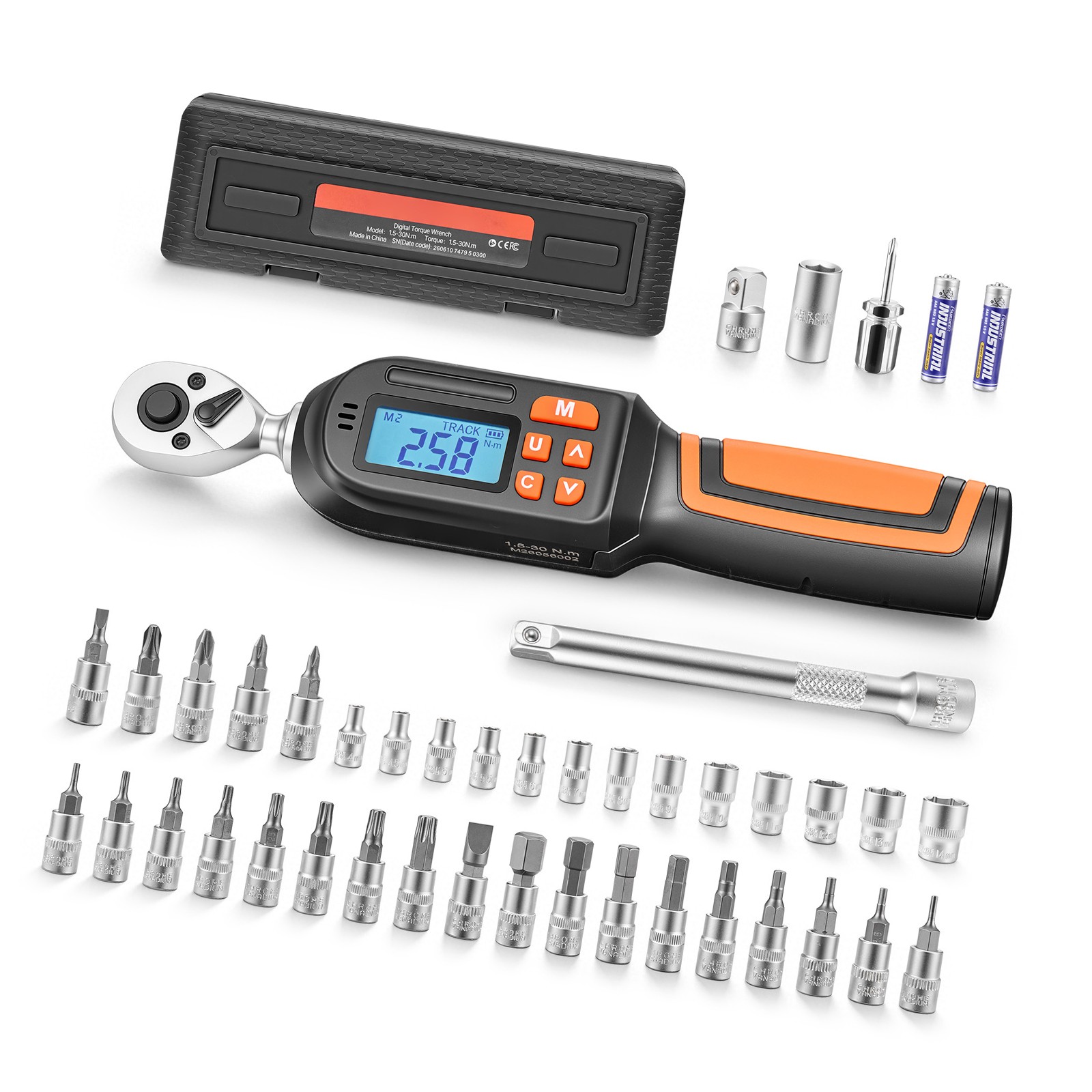 Uimoso 42-Piece 1/4 Inch Drive Digital Torque Wrench Set with 4 Units