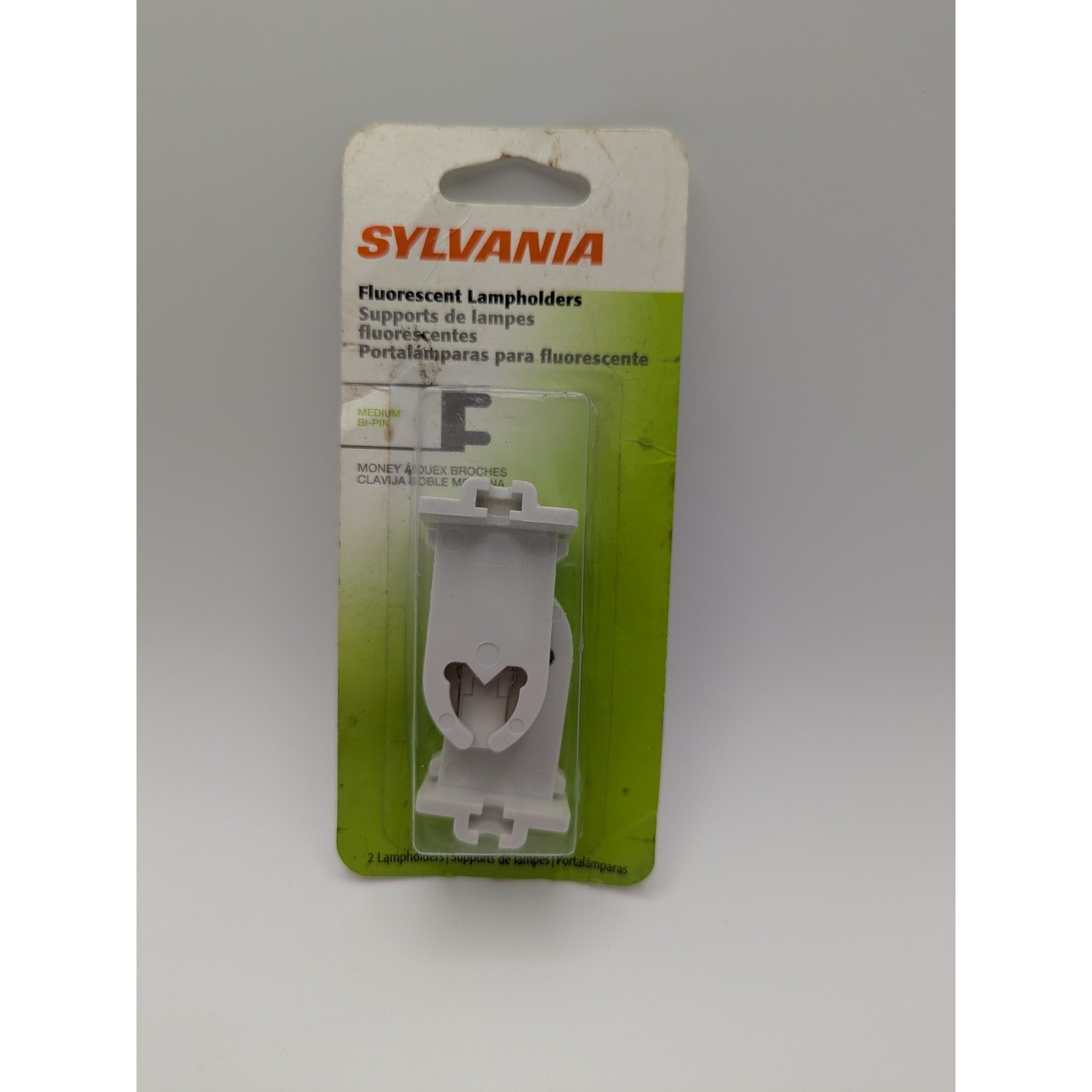 Sylvania Fluorescent Lampholders Medium Bi-Pin 2 Pack White FLH/MBP Socket New