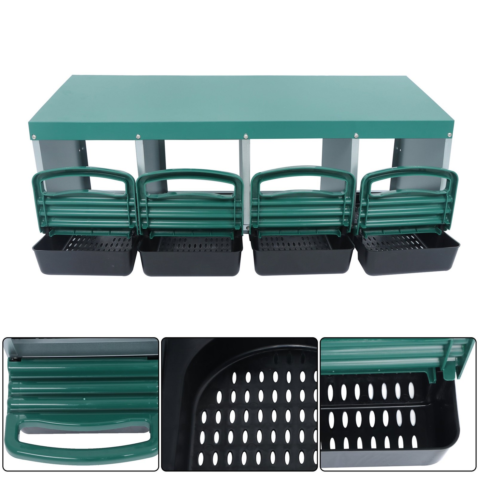 New Rollout Egg Collection 4 Hole Chicken Nest Box Hen Lay Nest Box Coop Green