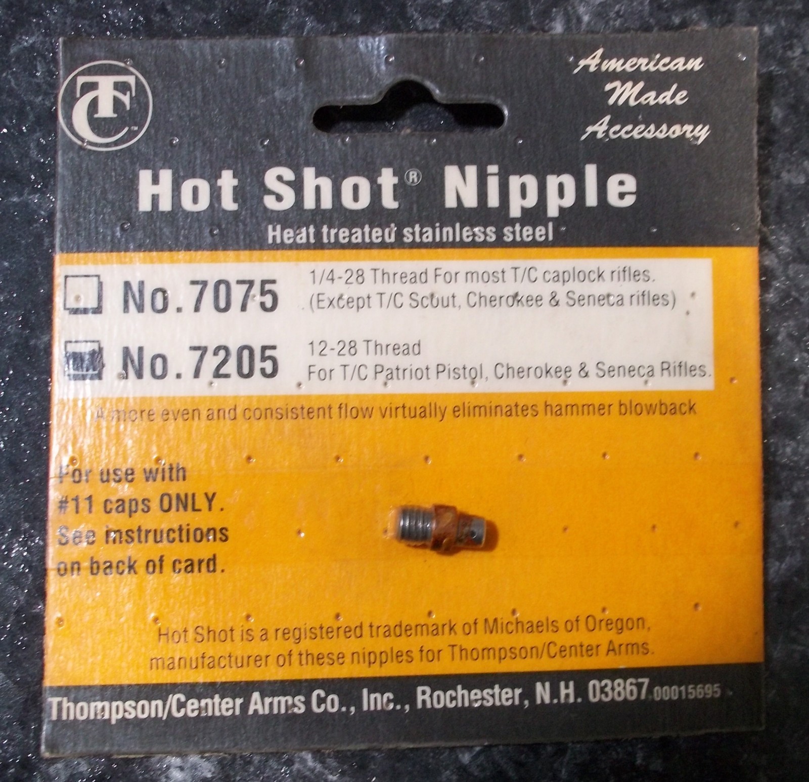 Thompson Center Hot Shot Steel Replacement Nipple #7205 Seneca,Cherokee,Patriot