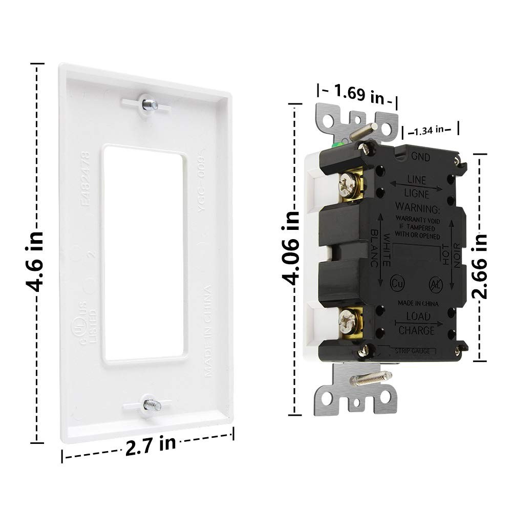 Self- GFCI Outlet 20 Amp - Tamper-Resistant, Easy Install with Decor Plates