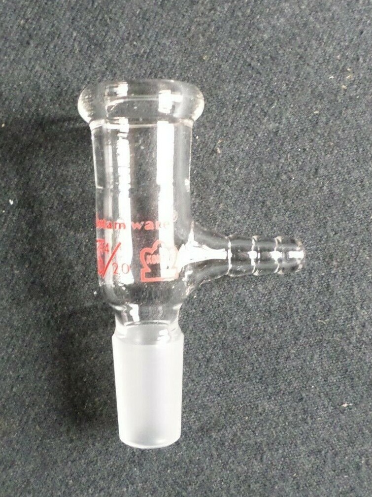 Kontes Bantam-Ware Glass 14/20 JNT Thermometer Inlet Adapter w/ Hose Connection