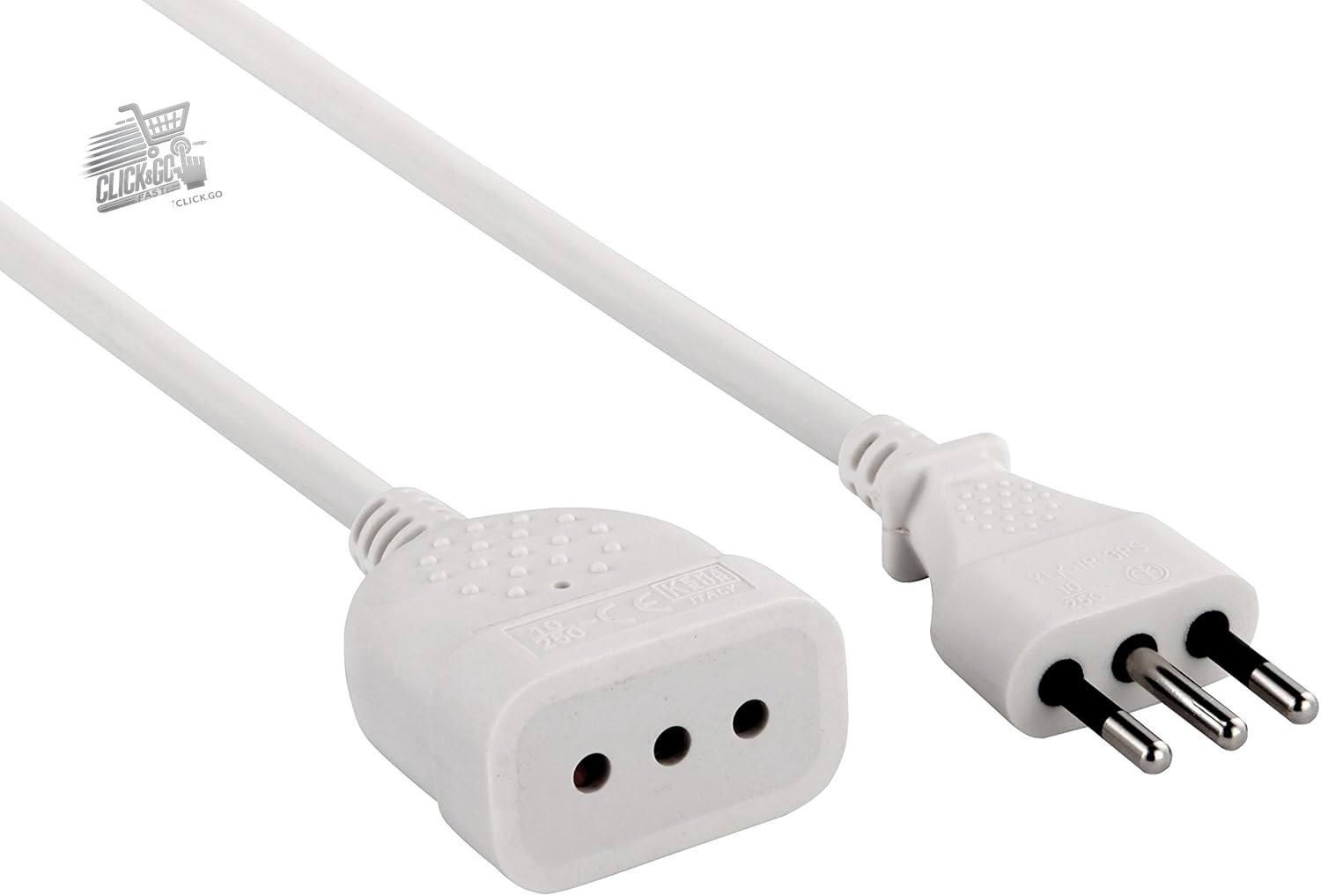 46113 Extension 3 Mt Plug And Small Socket 10A, White - Cable Section 3G0.75 Mm²