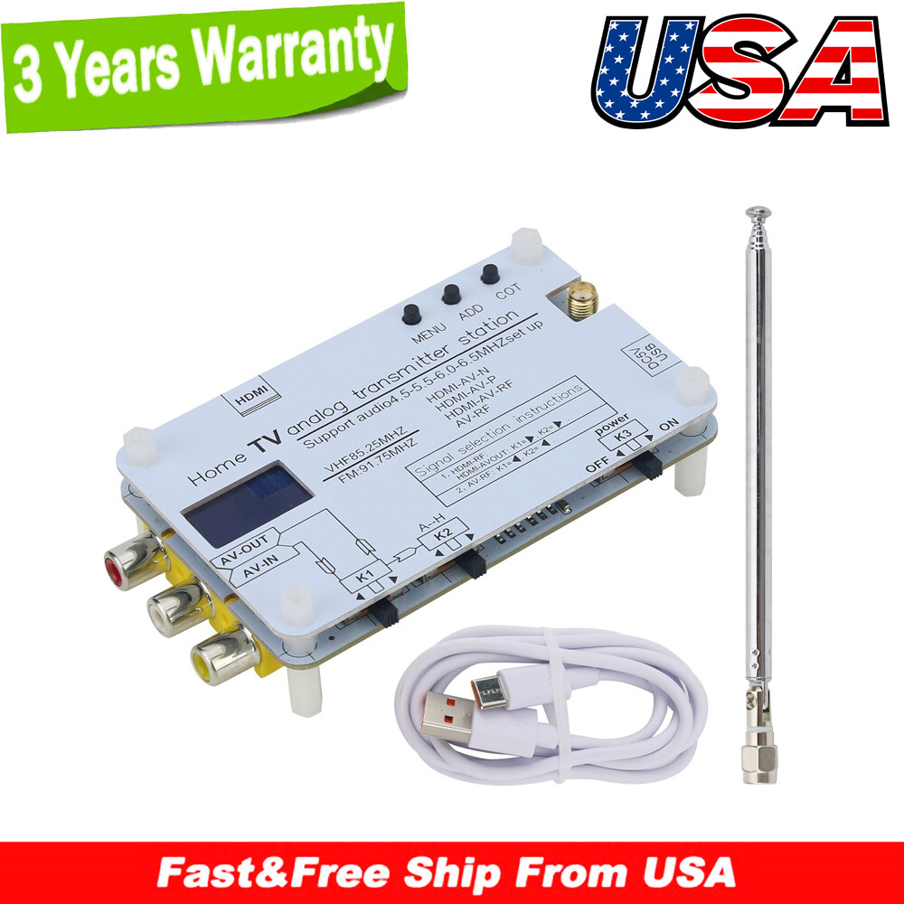 White Home Analog TV Transmitter with OLED Display Supports Global TVs #USA
