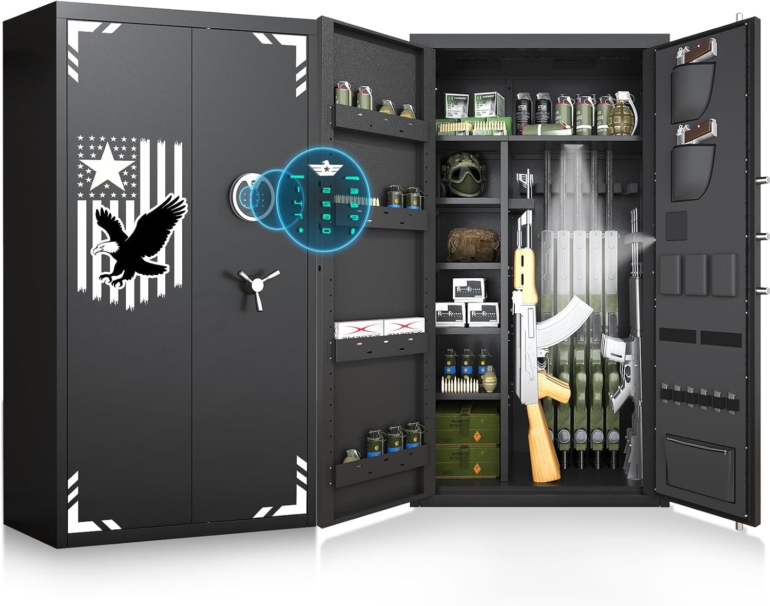 30-40 Large Digital Gun Safe, Unassembled Gun Cabinet with Mute Function & Alarm