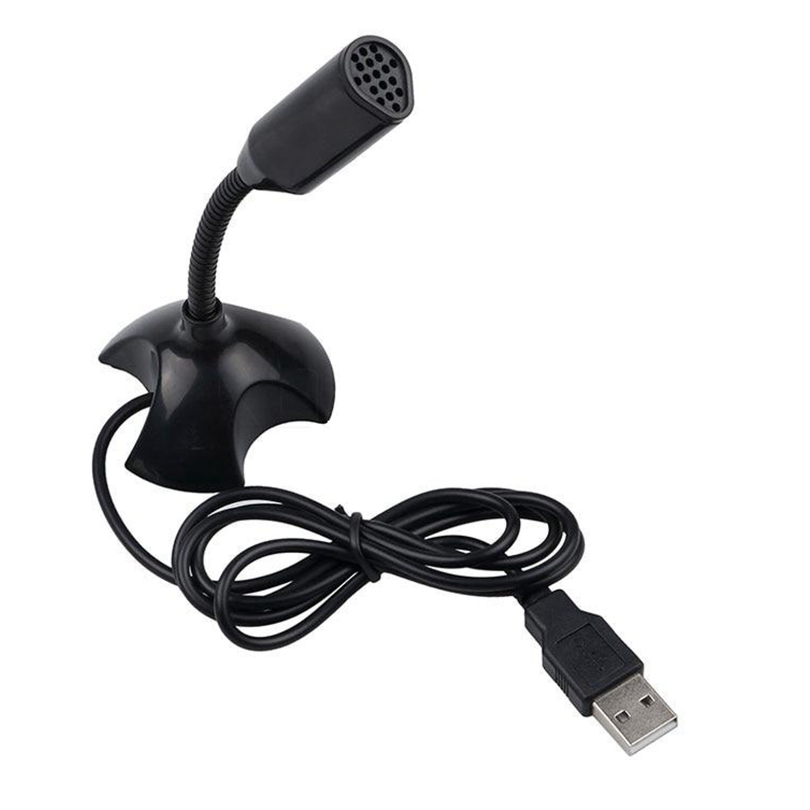 Black USB Mini Desktop Speech Microphone Stand for PC Laptop Computer Notebook I