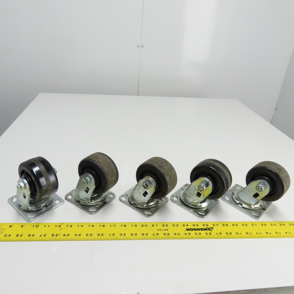 4" OD x 2" Swivel Top Mount Caster 5-1/2" Tall Lot Of 5