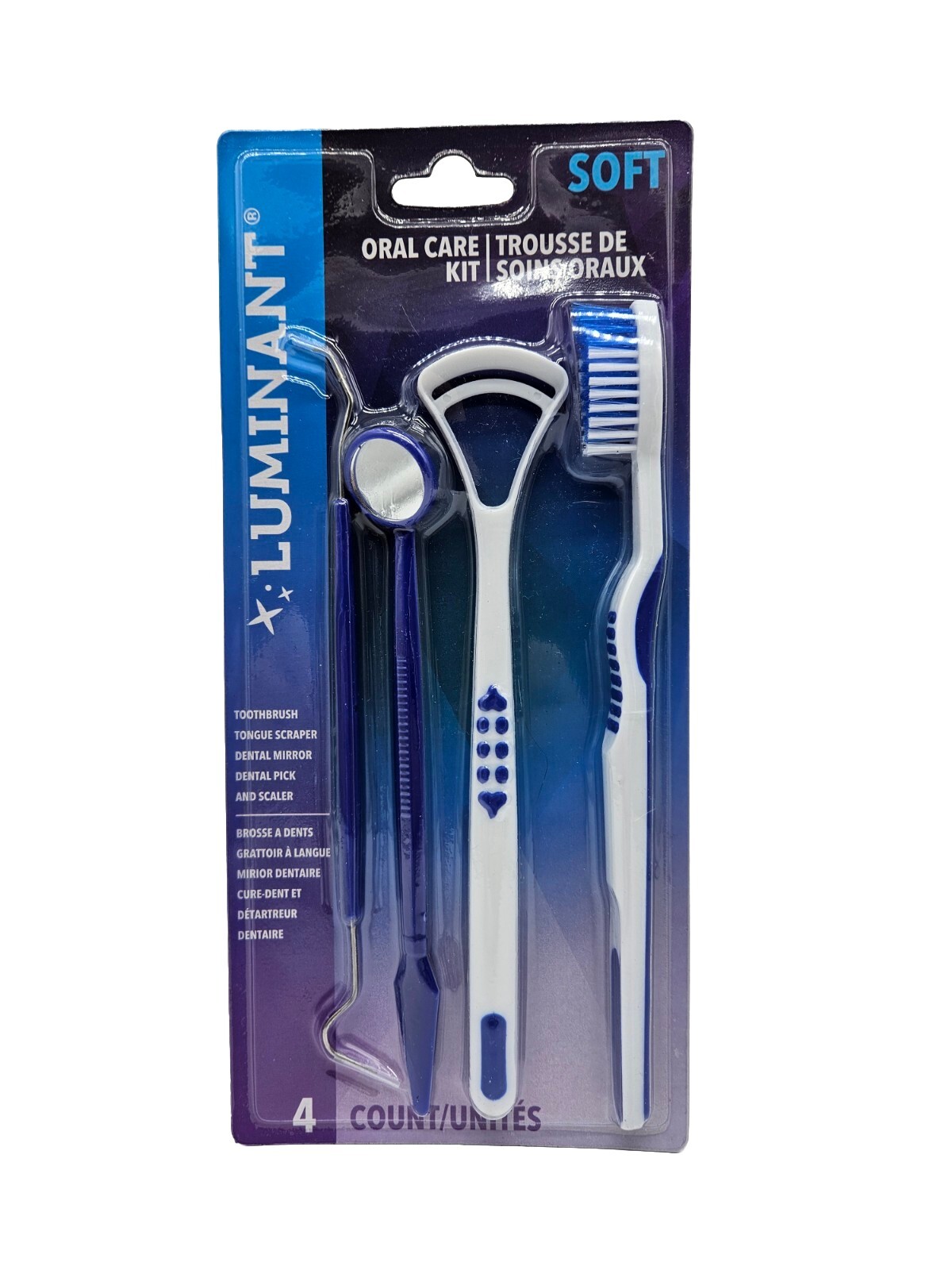 4pc Dental Oral Care Kit Gum Teeth Tongue Cleaner Plaque Tartar Remover H2