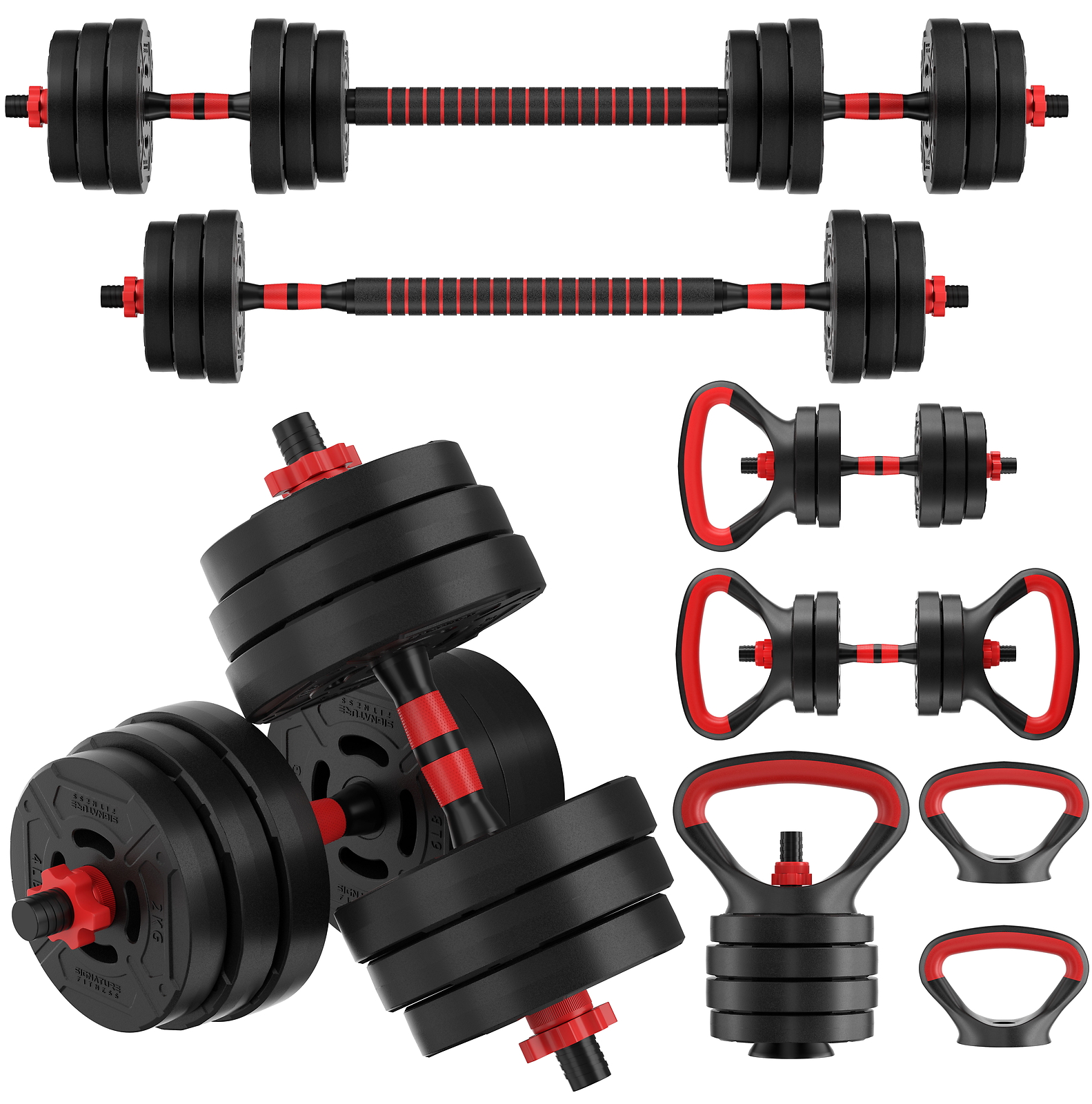 4-In-1 Changeable Dumbbell  Barbell  Kettlebell Set with Adjustable Weights 60Lb