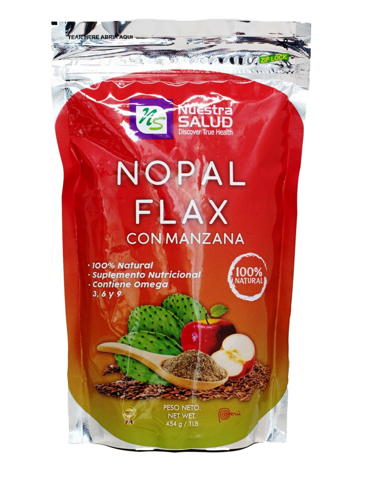 Nopal Flax - with Apple Linaza Plus (1 LB) Colon Cleansing & Constipation