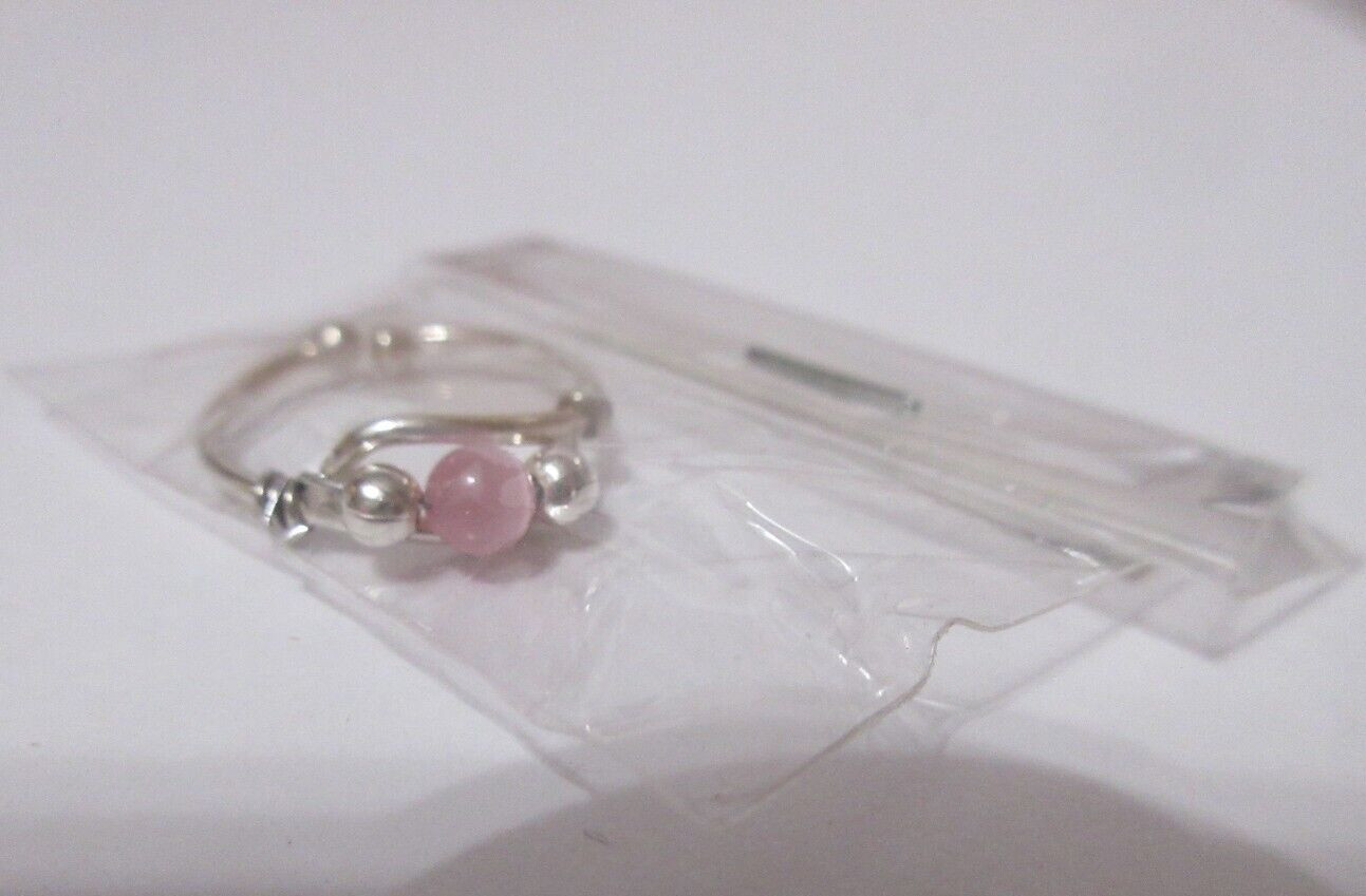 NEW 925 Sterling Silver Adjustable Round Pink Stone Toe Ring