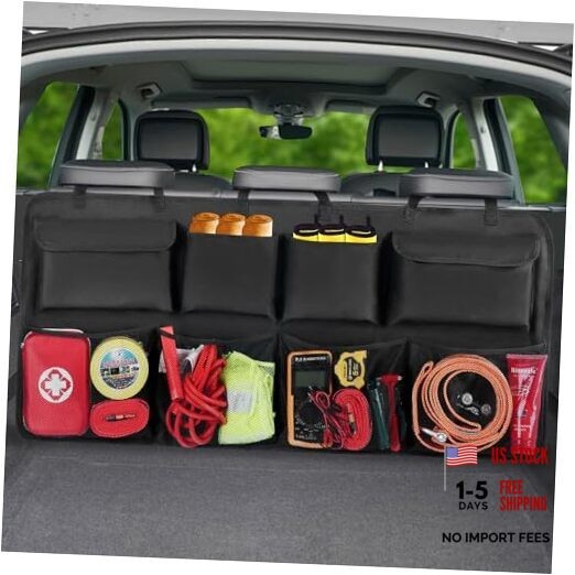 Car Backseat Hanging Trunk Organizer Extra-Long, 30% More XXL-43.3x18.9in Black