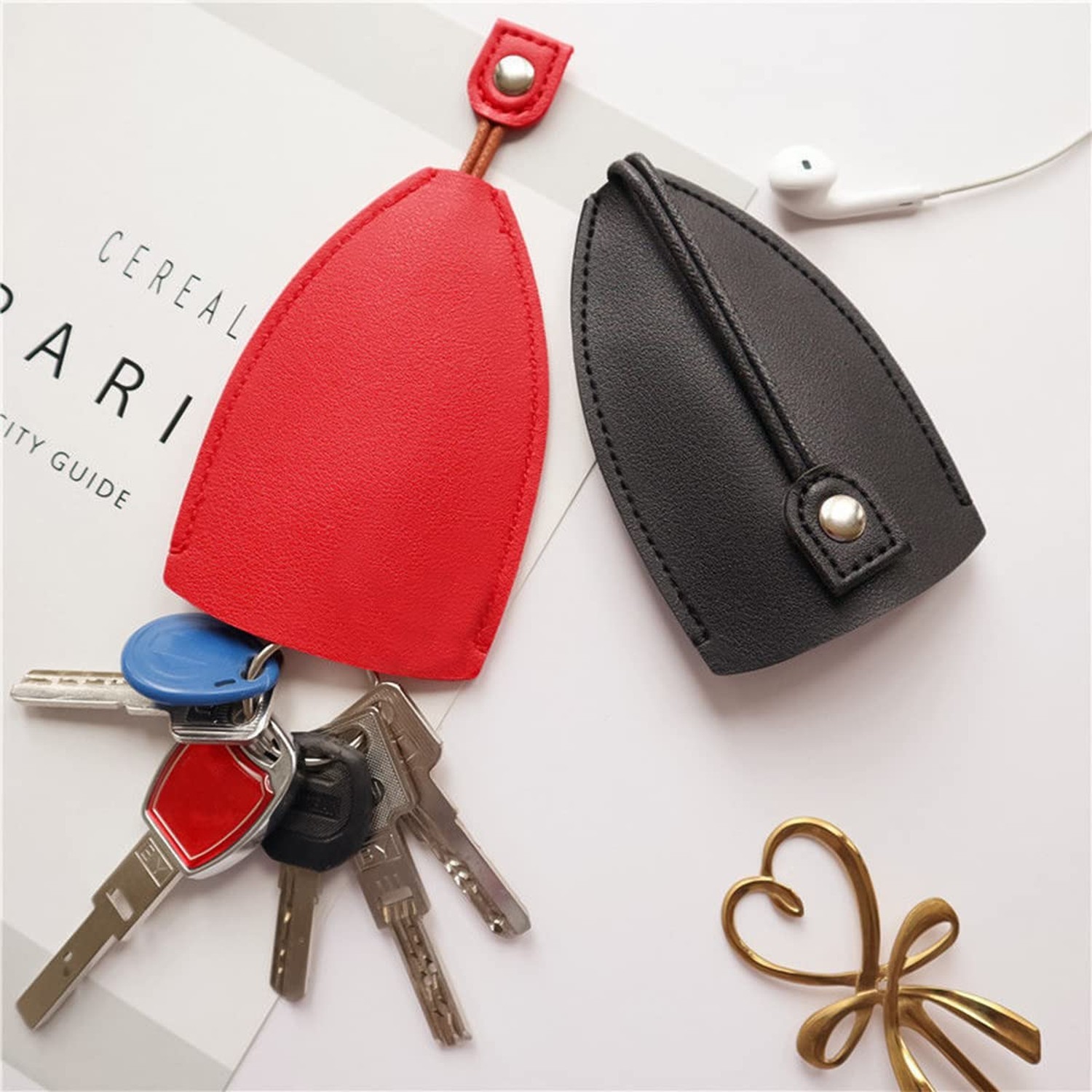 Car Key Case, 2PCS Creative Pull-Out Key Sleeve Keychain Bags, PU Leather Lar...