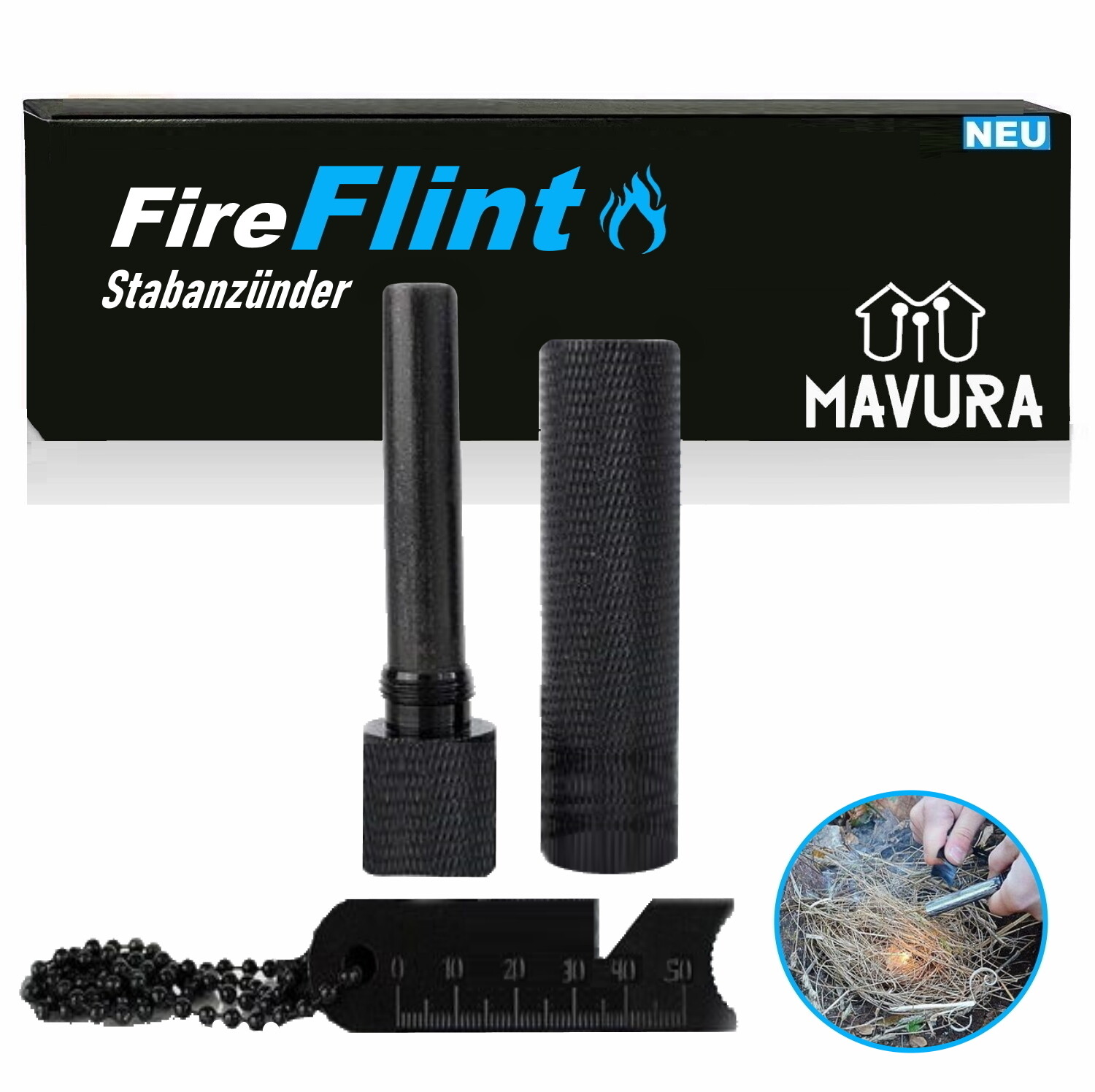 FireFlint Fire Steel Fire Starter Ignition Metal XXL Flint Magnesium Survival