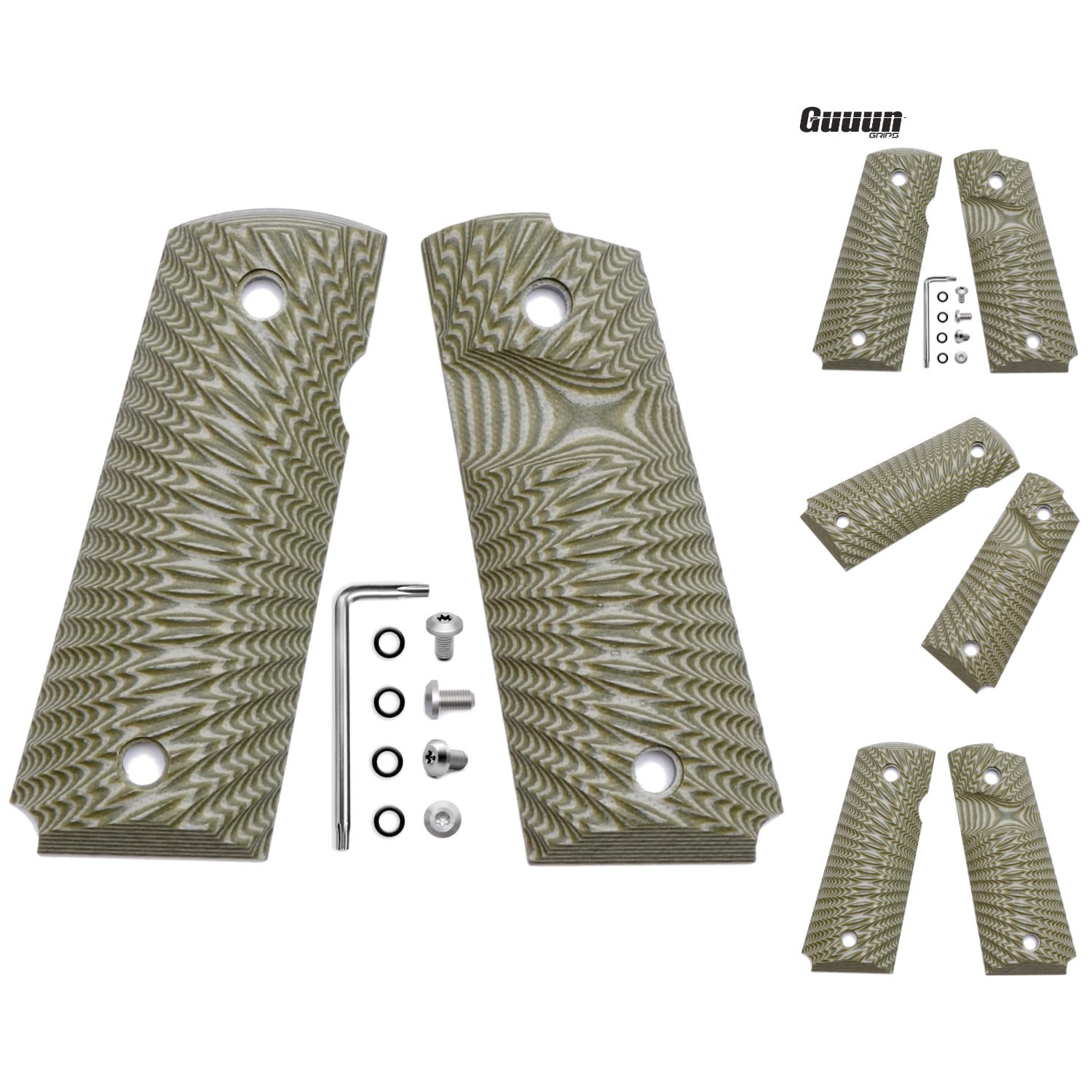 Non-Slip G10 Grips for 1911 Compact and Officer - Free Screws, 10 Vibrant Colors
