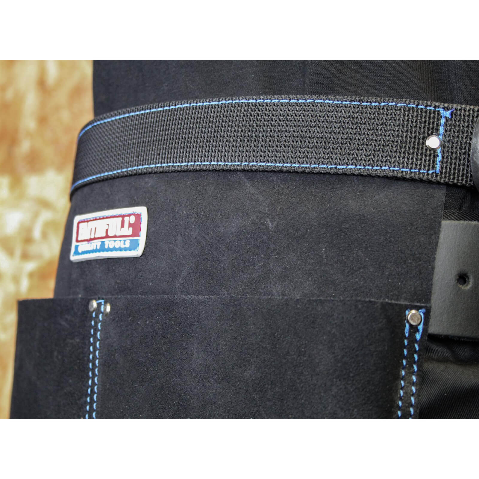 Faithfull Double Pocket Leather Nail Pouch
