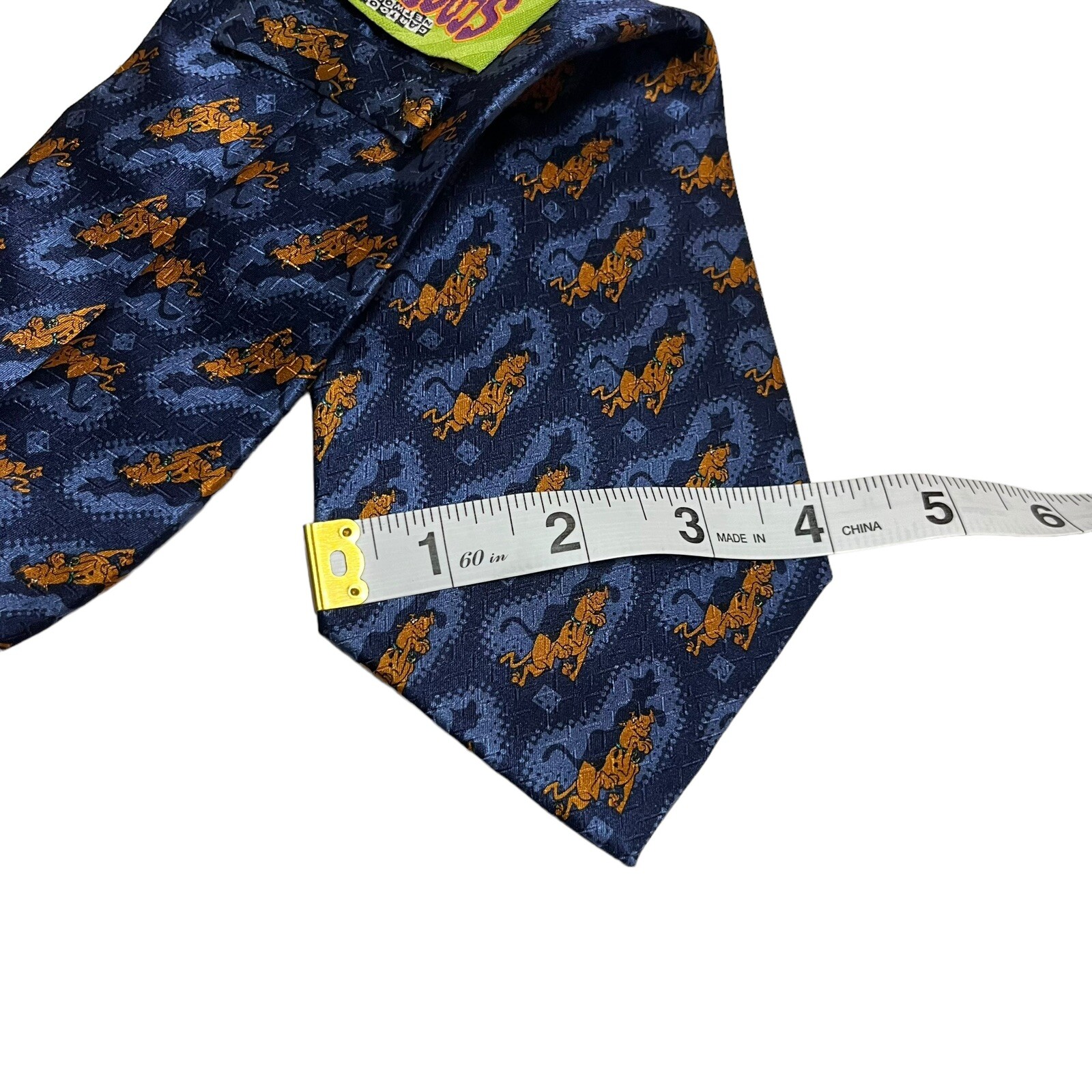 Cartoon Network Vintage Blue Brown Dog Scooby-Do! Pattern Silk Mens Neck Tie 59”