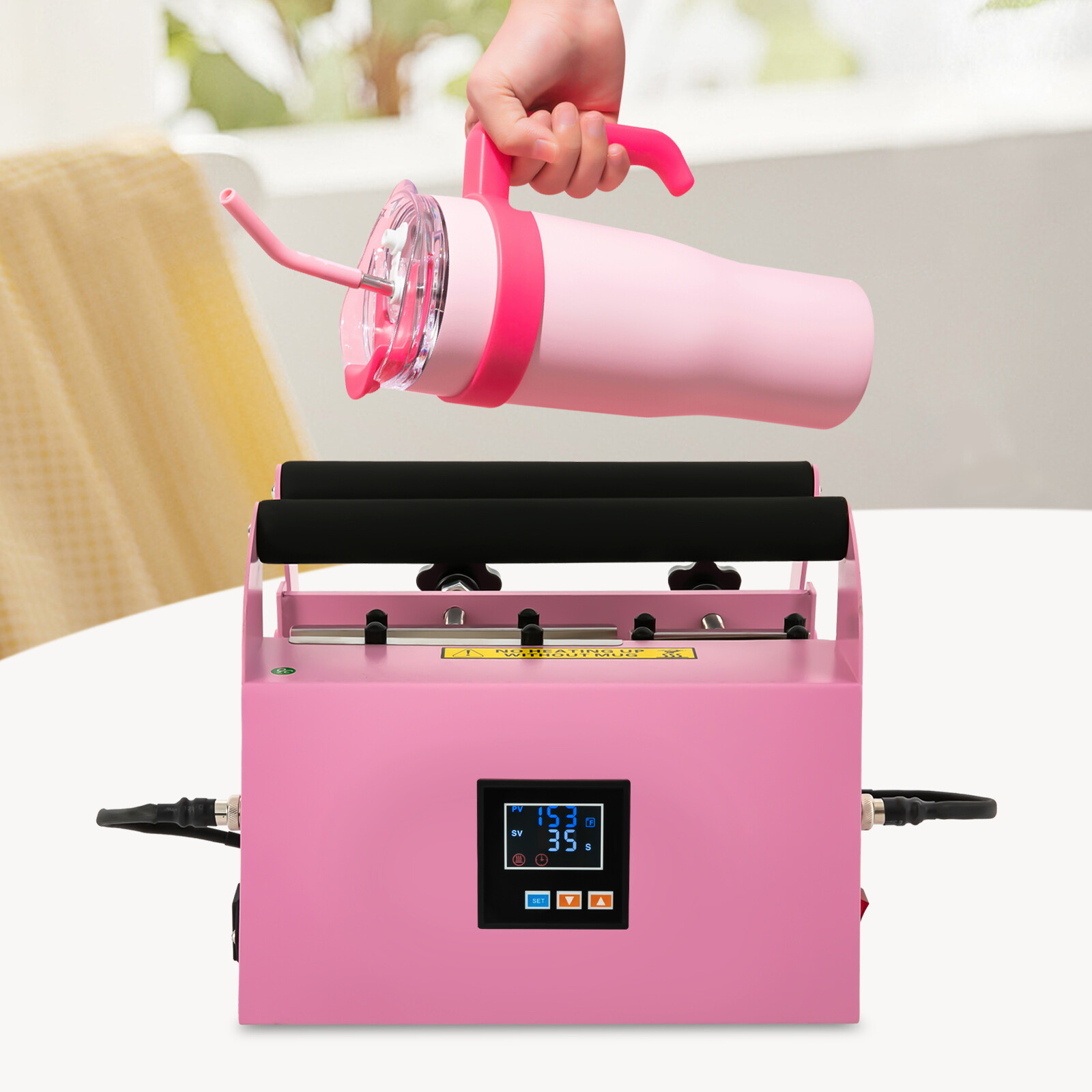 Tumbler Heat Press Machine 500W 110V Pink Car Cup Mug Press Heat Machine NEW