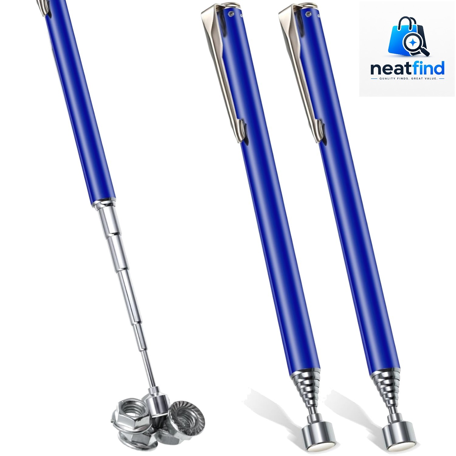 2 Pieces Telescoping Magnetic Pick up Tool Grabbers Reacher Tools with Pocket...