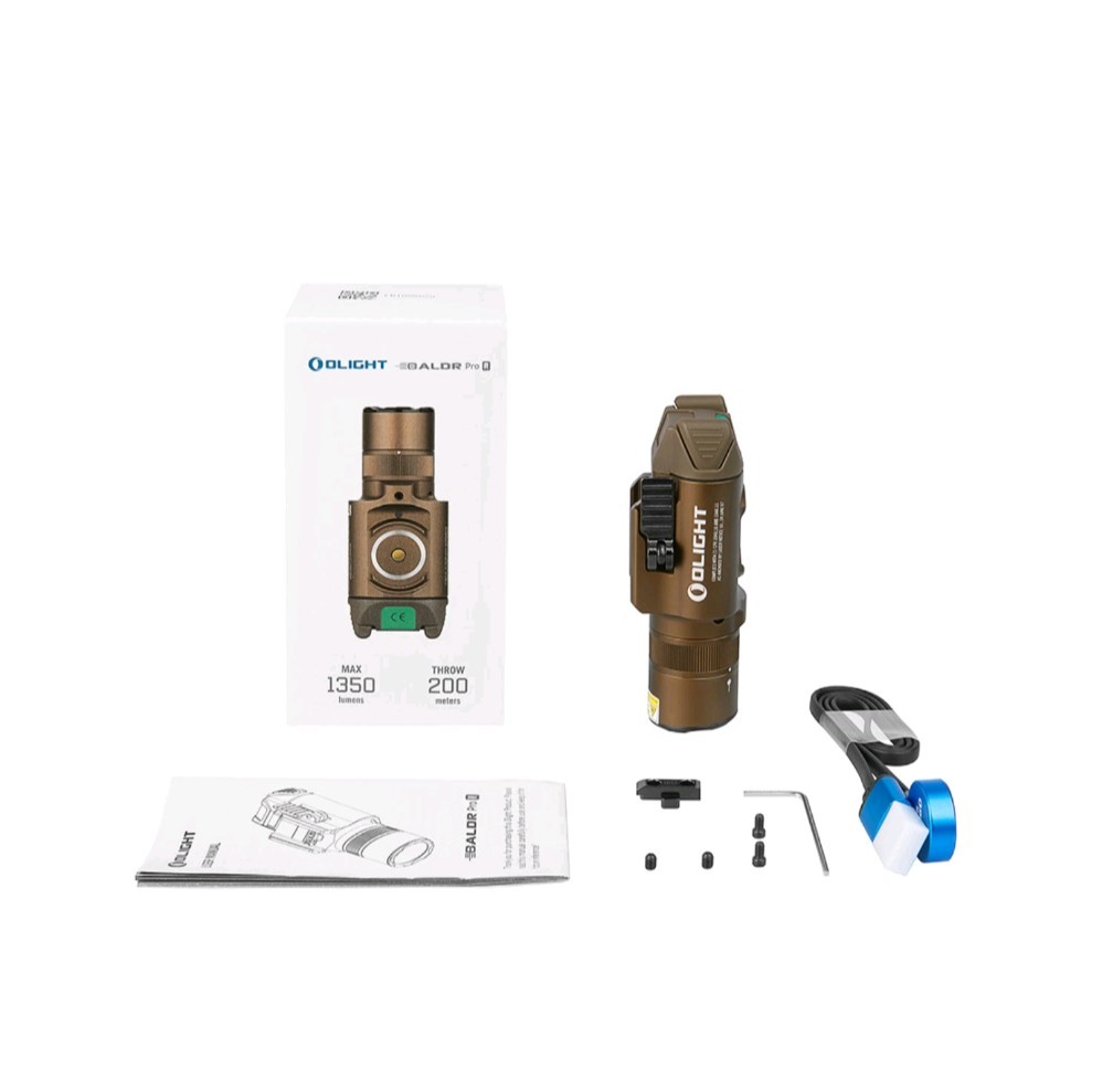 Olight Baldr Pro R Desert Tan Rechargeable Light, LED & Green Laser, 1350 Lumen