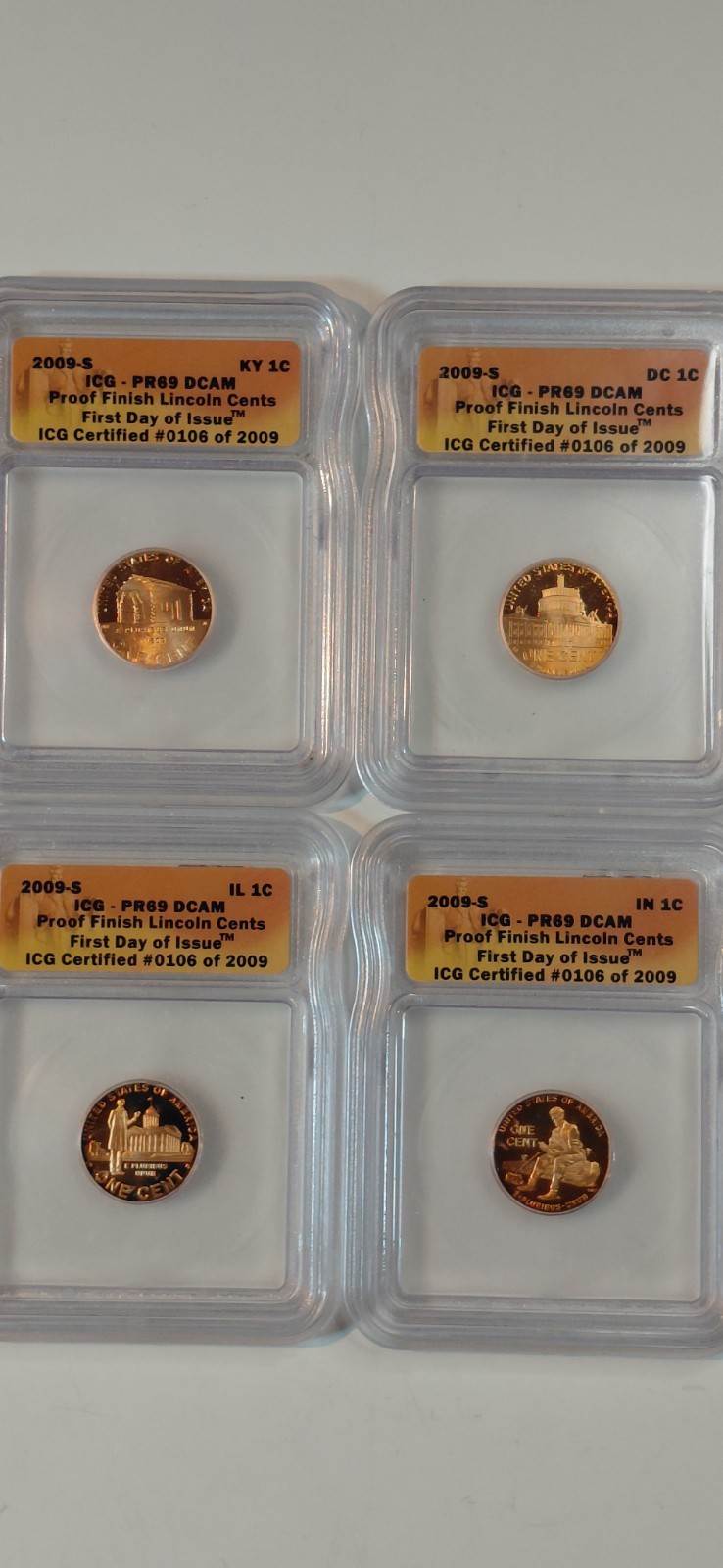2009-S  4-Piece Set Lincoln Cent PR69 DEEP CAMEO FIRST DAY ISSUE PROOF Set Of 4