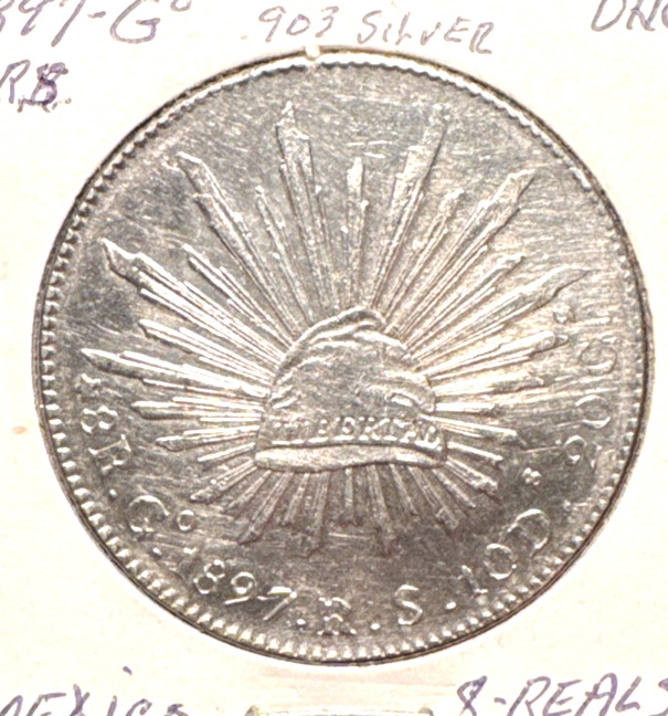 Mexico 1897 Go R.S. 8 reales KM 377.8 Unc