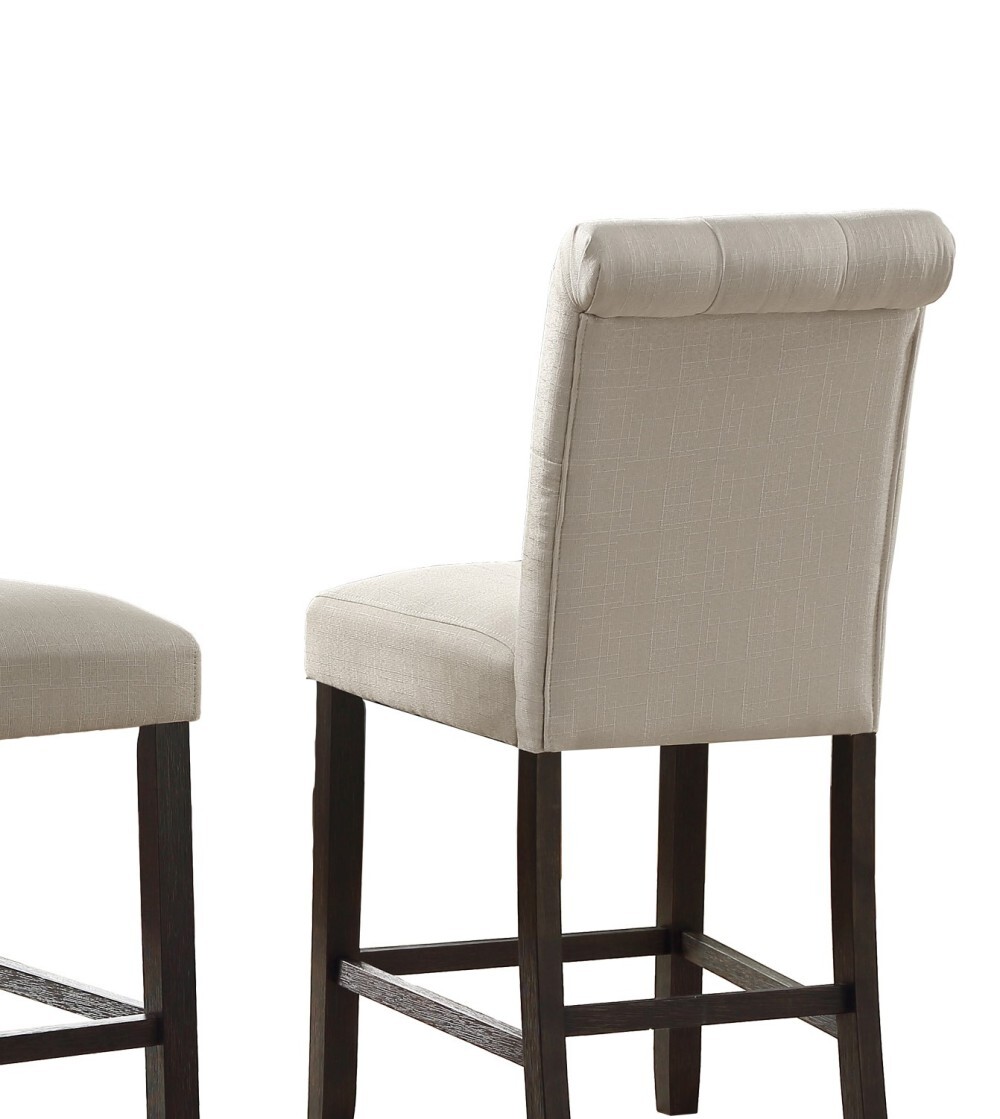 2pcs Solid Wood Tufted Counter Height Stool Chair w/Padded&Button Tufted Tan