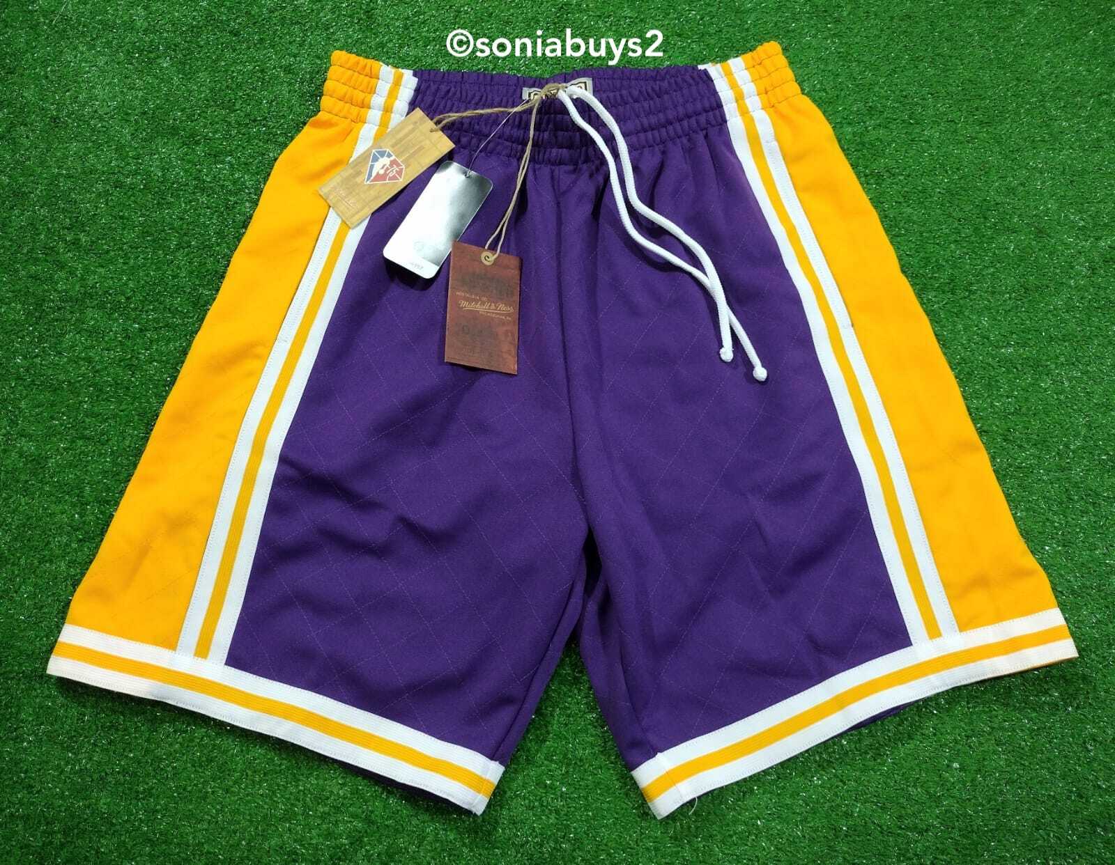 Mitchell & Ness Men's NBA LA Lakers 75th Anniversary Swingman Shorts, Purple, M