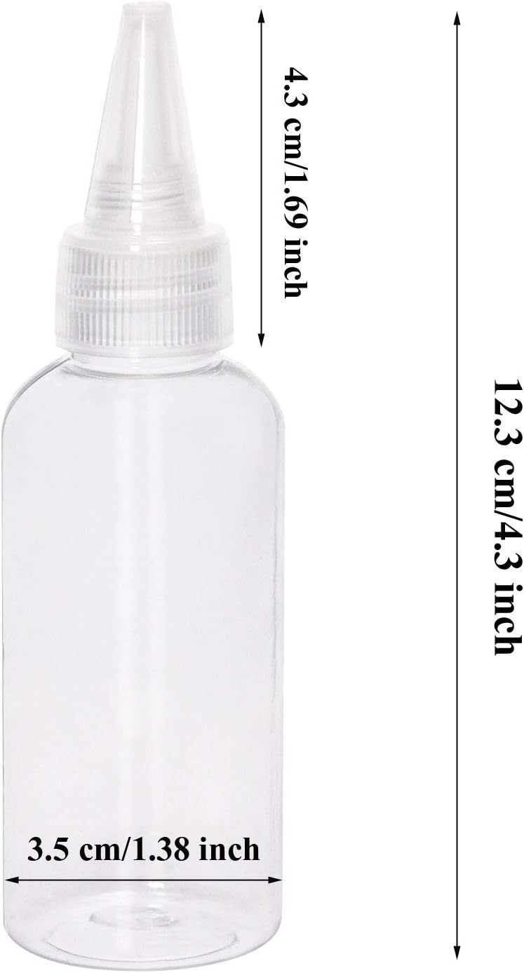Penta Angel 2oz Plastic Squeeze Bottles 8Pcs Small Clear Empty Squirt