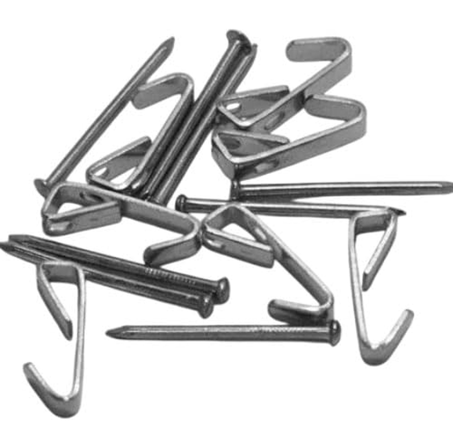 100 Pack of 10 LB Zinc Plated Steel Picture Hangers with Nails
