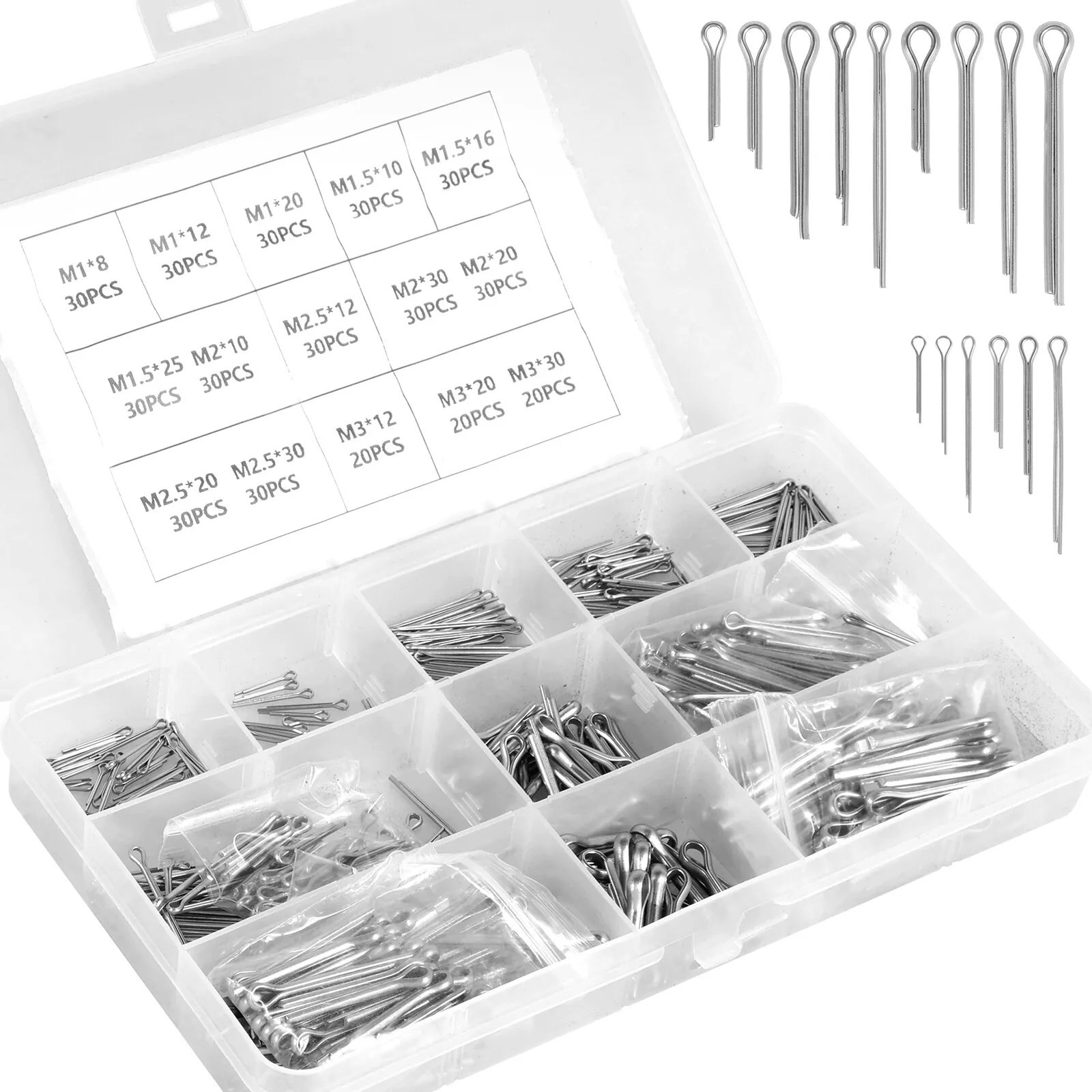 420Pcs Cotter Pin Assortment Kit Split Pin Fastener Clips Set Straight Clips